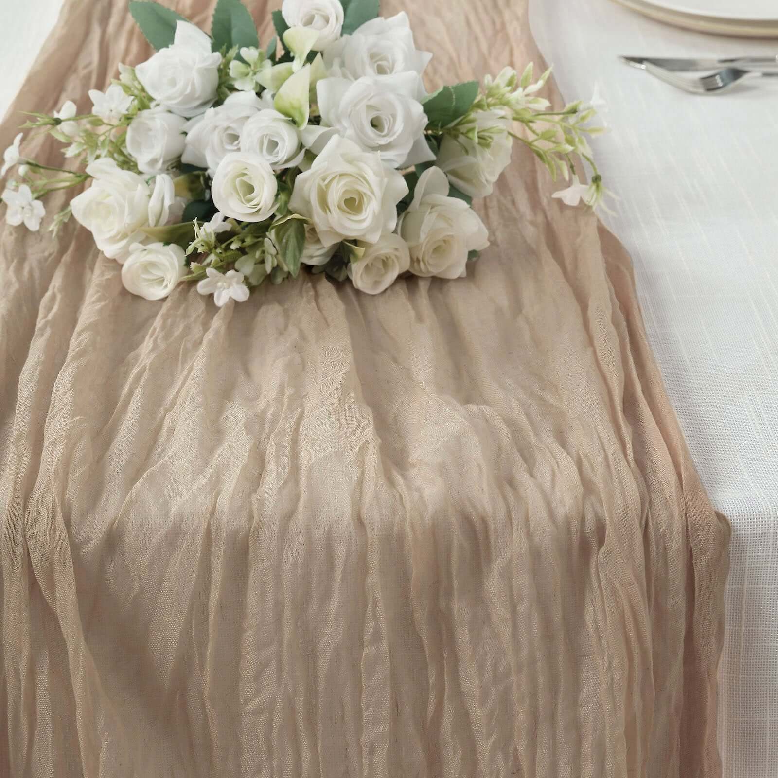 Hot! 10ft Beige Gauze Cheesecloth Table Runner - Rustic Boho Style