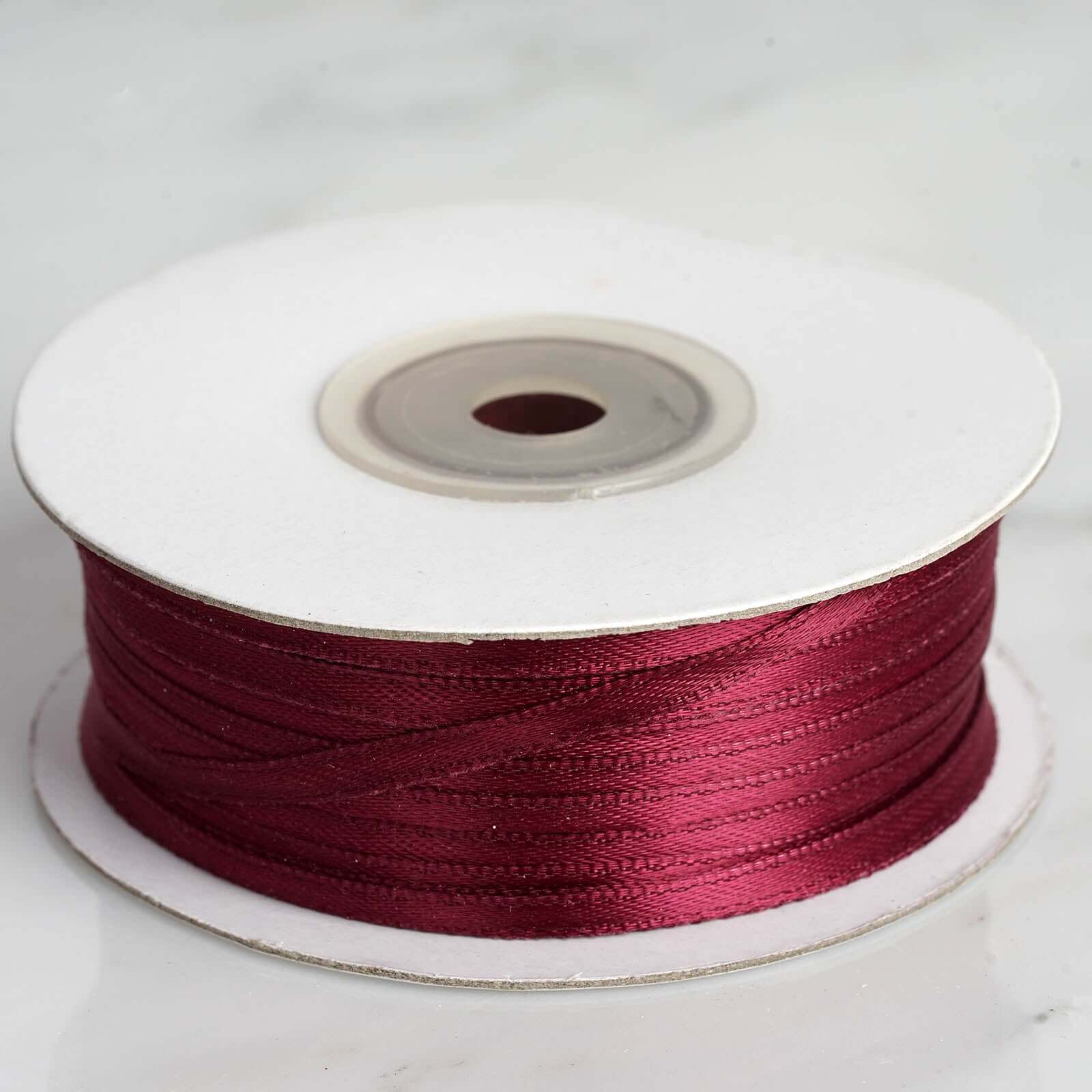 100 Yards 1/8 Inch Burgundy Single Face Satin Ribbon for Various DIY Crafts