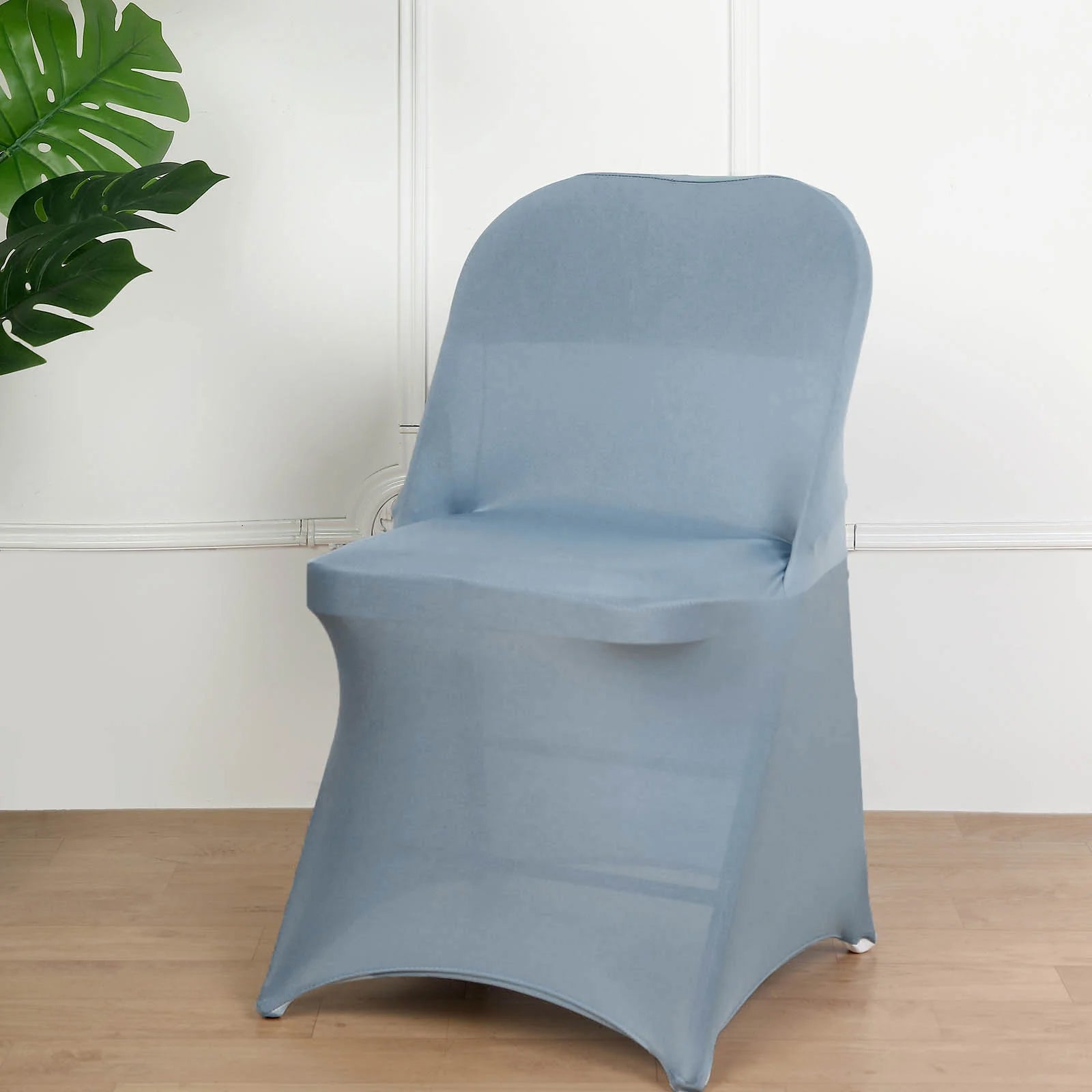 10-Pack Durable Dusty Blue Spandex Chair Covers for Folding Chairs - 160GSM Fitted Slipcovers