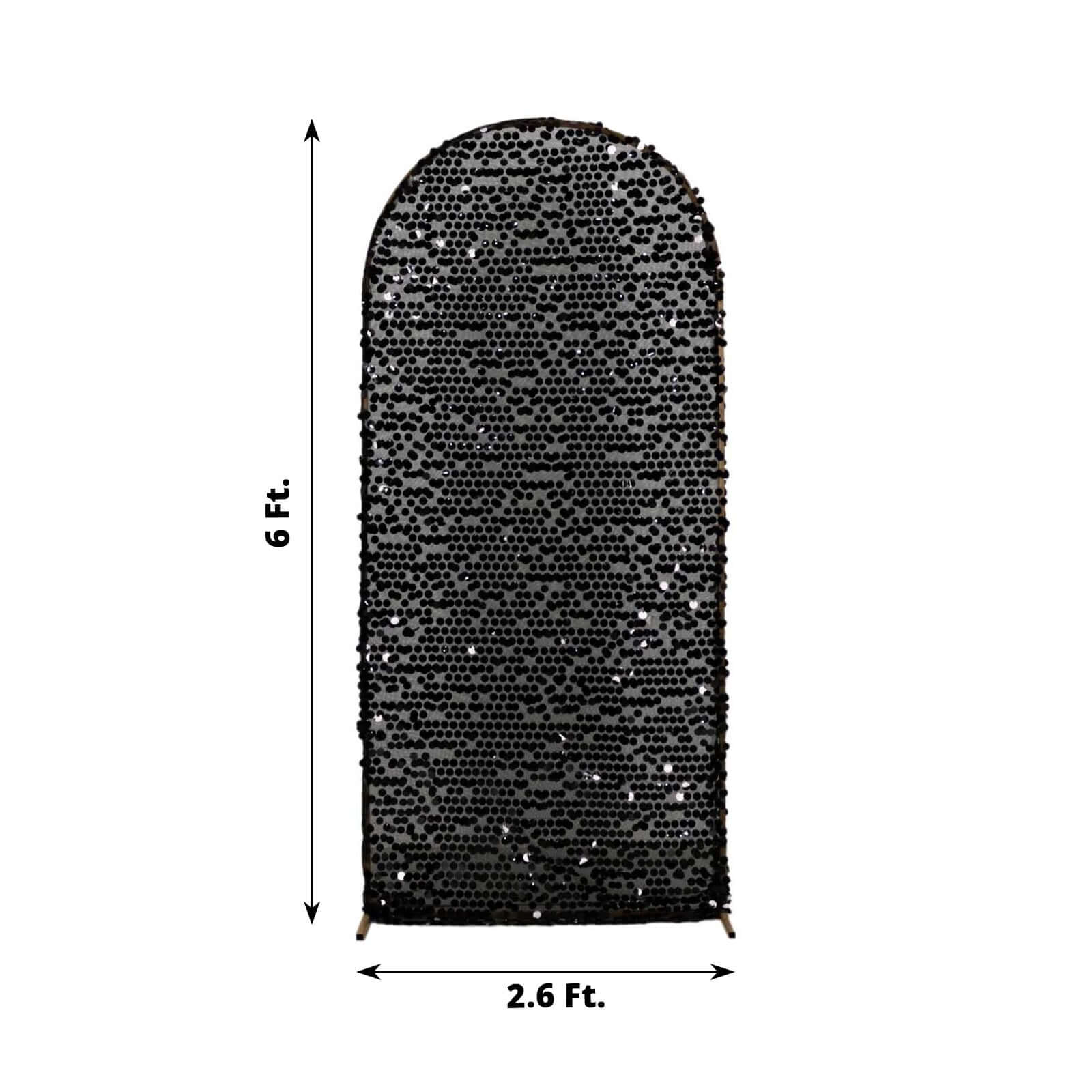 Hot! 6ft Sparkly Black Sequin Fitted Cover for Round Top Wedding Arch