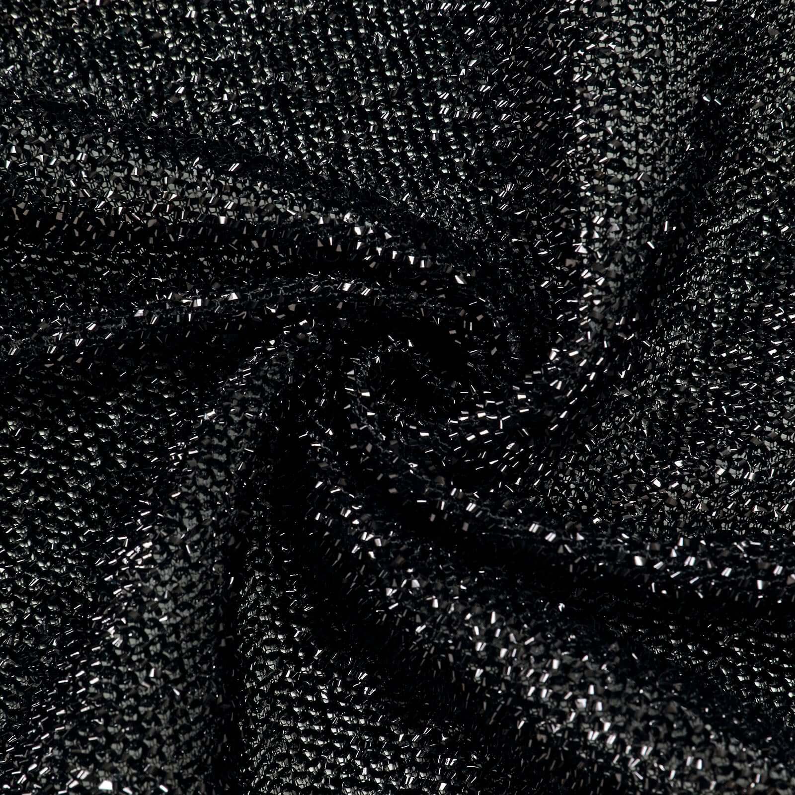 8ft x 7ft Double-Sided Black Metallic Shimmer Tinsel Spandex Hexagon Wedding Arbor Backdrop