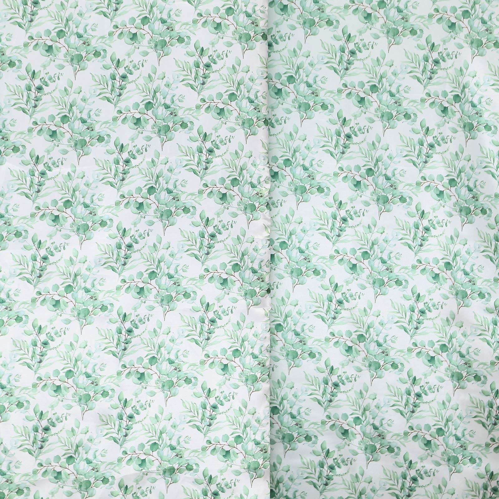Hot! Set of 3 Satin Wedding Arch Covers with Eucalyptus Leaves Print - 5ft, 6ft, 7ft