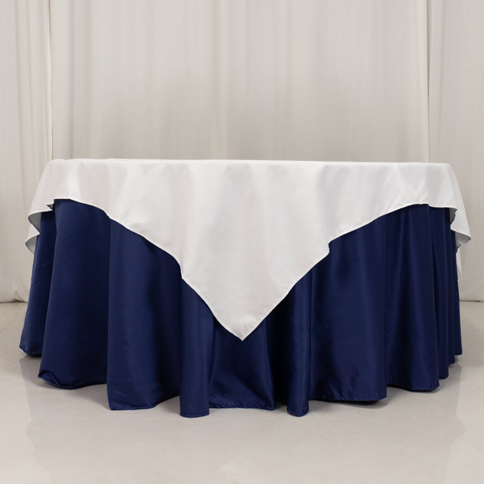 Get This Wrinkle-Resistant White Cotton Blend 70x70 Square Table Overlay for Modern Table Decor