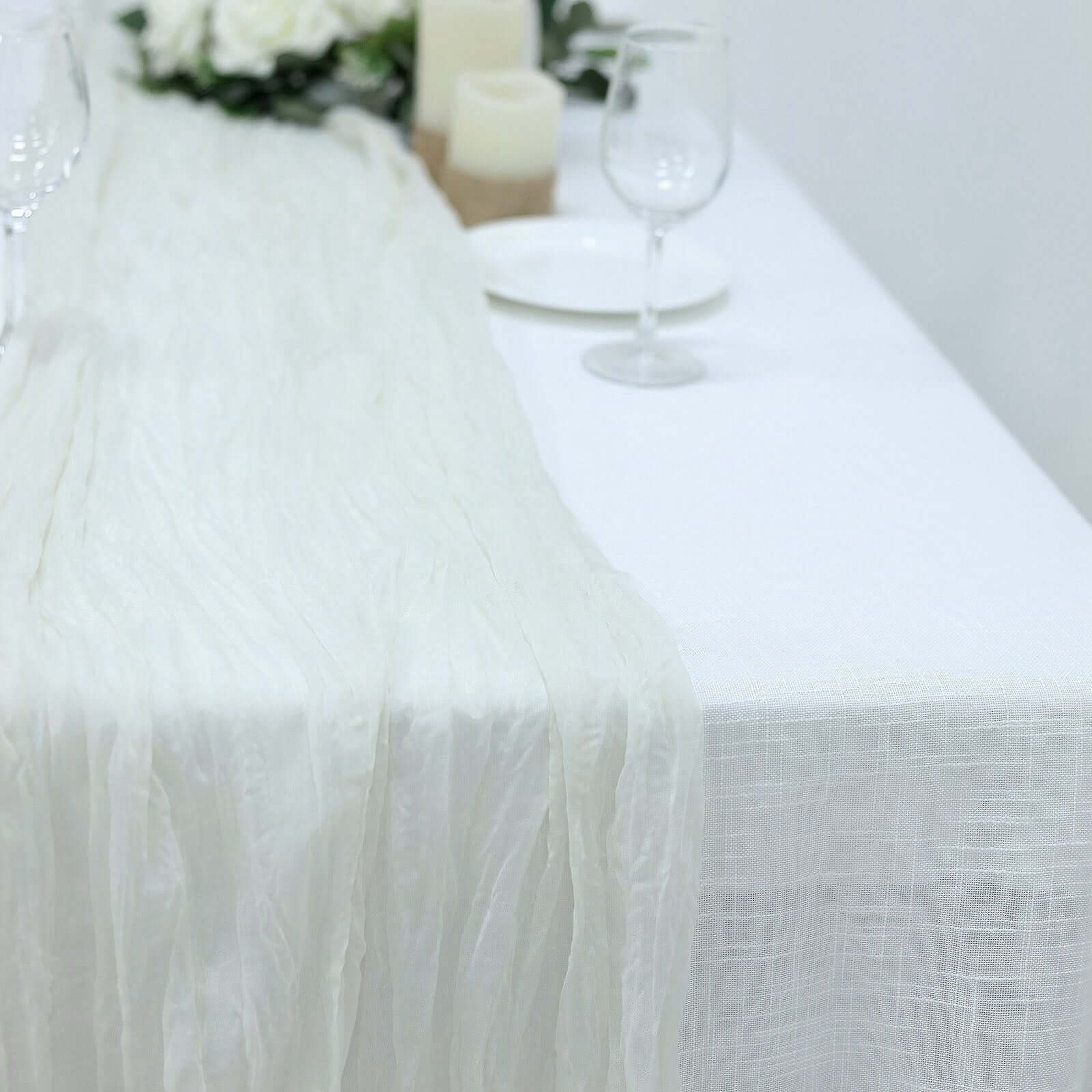 Hot Sale! Ivory Gauze Cheesecloth 10ft Table Runner for Rustic Boho Style Decor