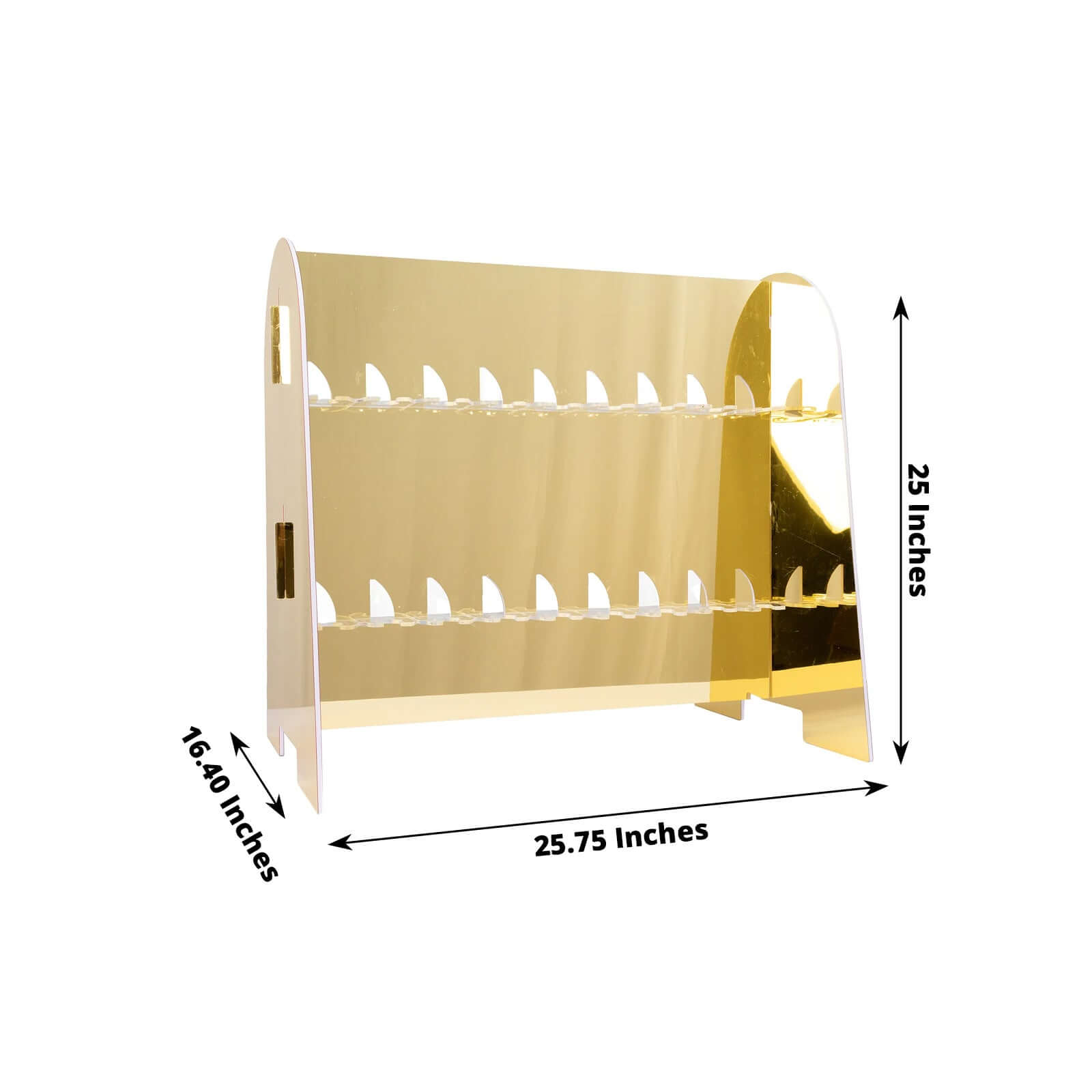 Gold Mirror Finish 2-Tier Champagne Glass Holder Display Stand - Modern Stemware Rack with 18 Hooks for Events