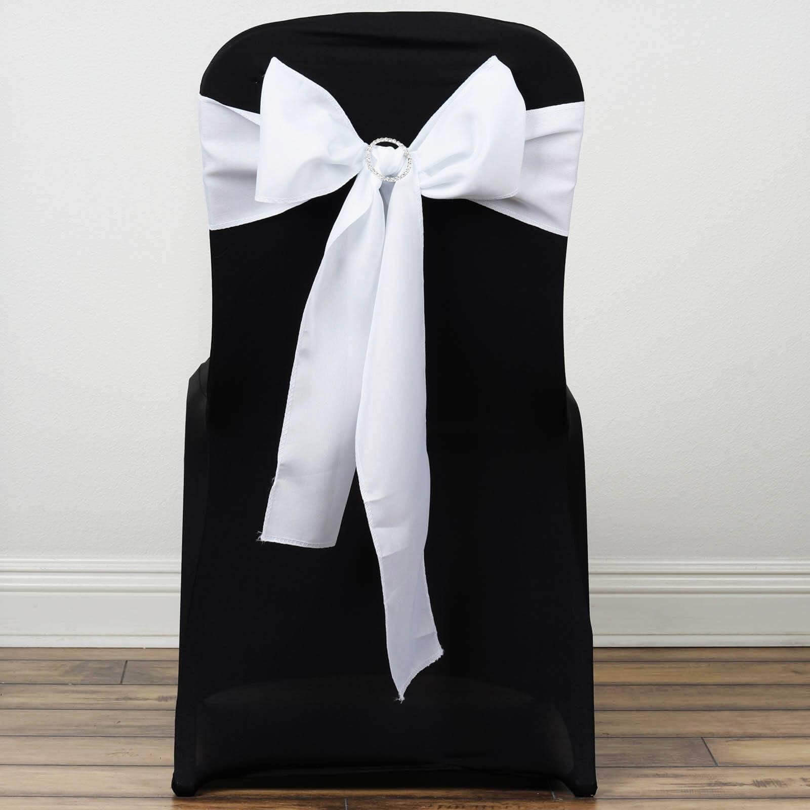 Set of 5 White Polyester Chair Sashes - Ideal for Special Events 6x108