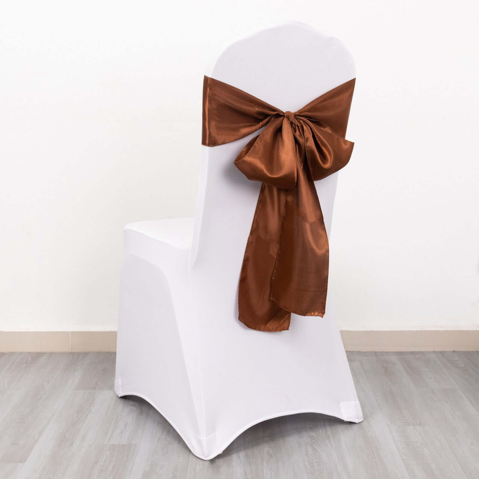 Hot Sale! 5-Piece Set of Cinnamon Brown Satin Chair Sashes with Shiny Finish (6x106)