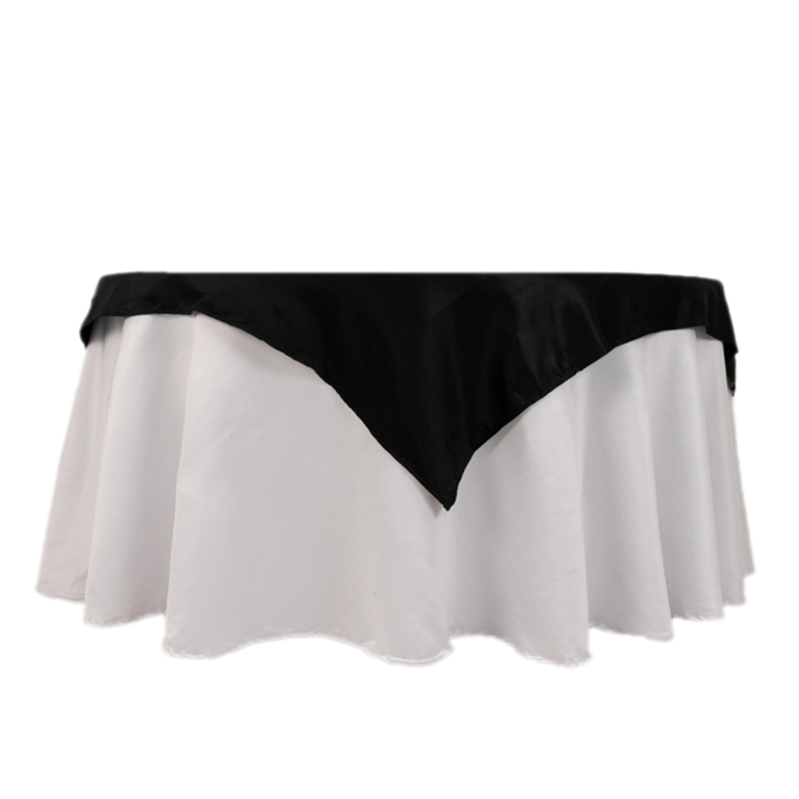 Black Lamour Satin 54x54 Square Table Overlay - Durable & Silk-Like for Weddings & Parties