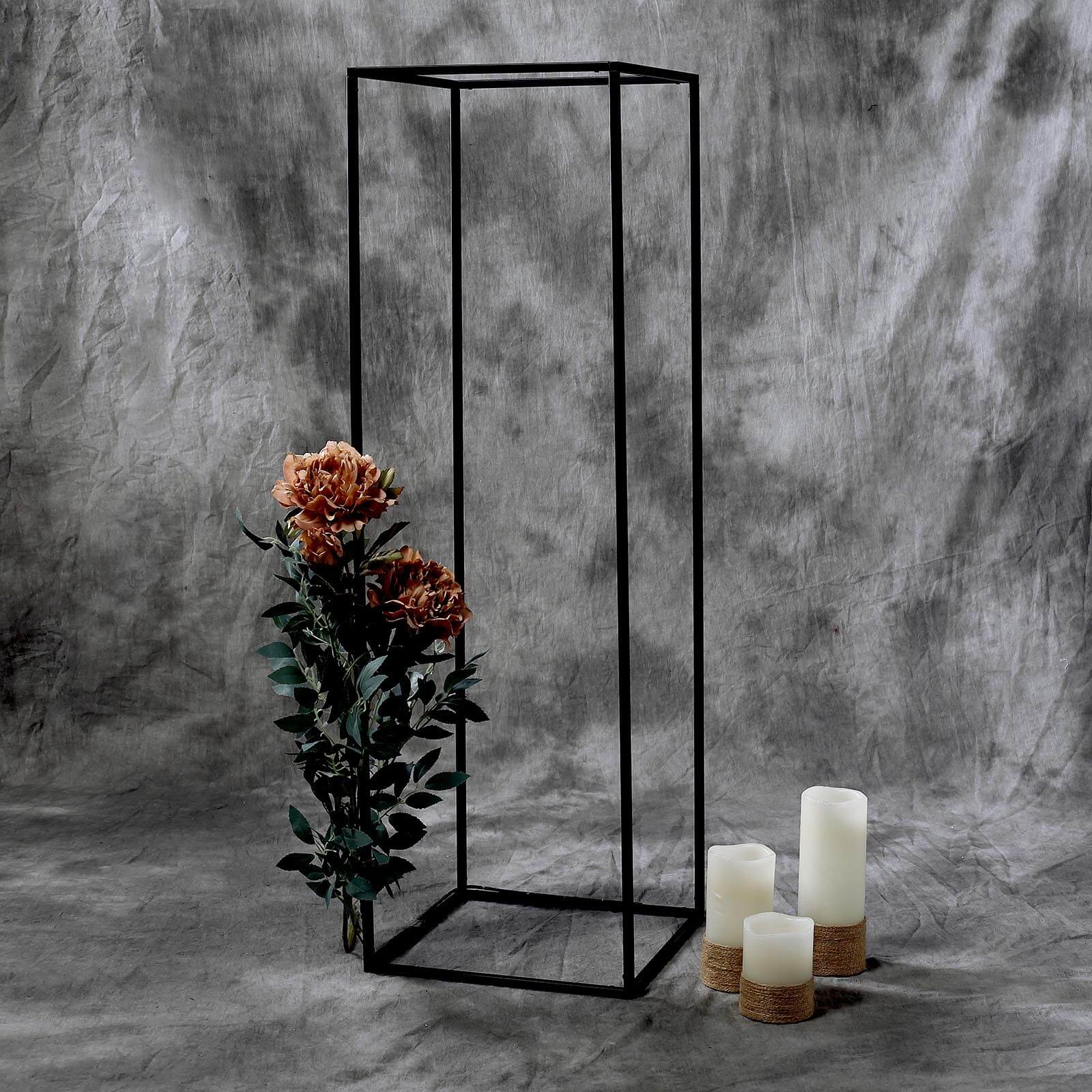 2-Pack Matte Black Metal Geometric Wedding Flower Stand - Ideal for Sophisticated Floral Arrangements
