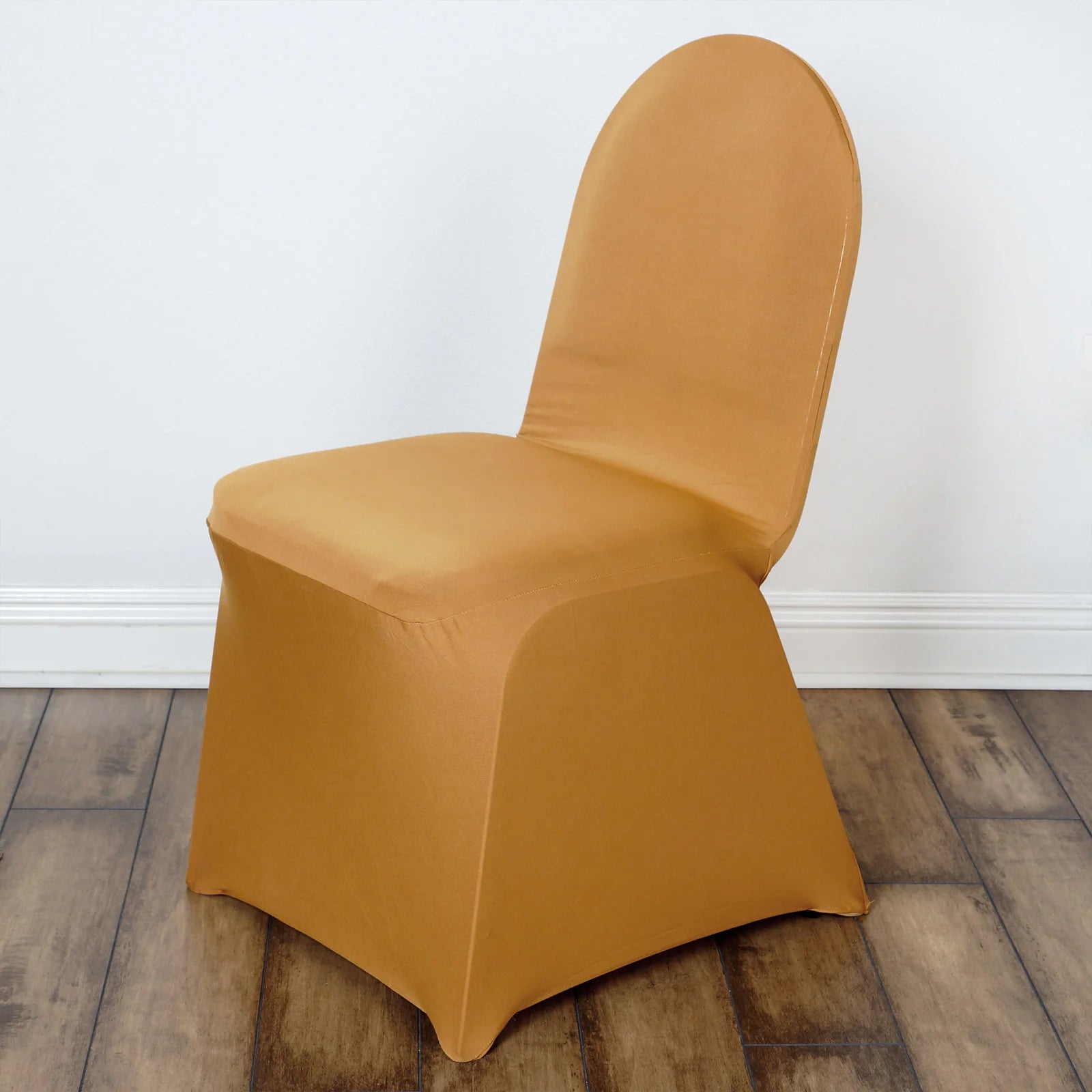 10-Pack Durable Gold Spandex Stretch Slip-On Chair Covers for Banquets and Gatherings