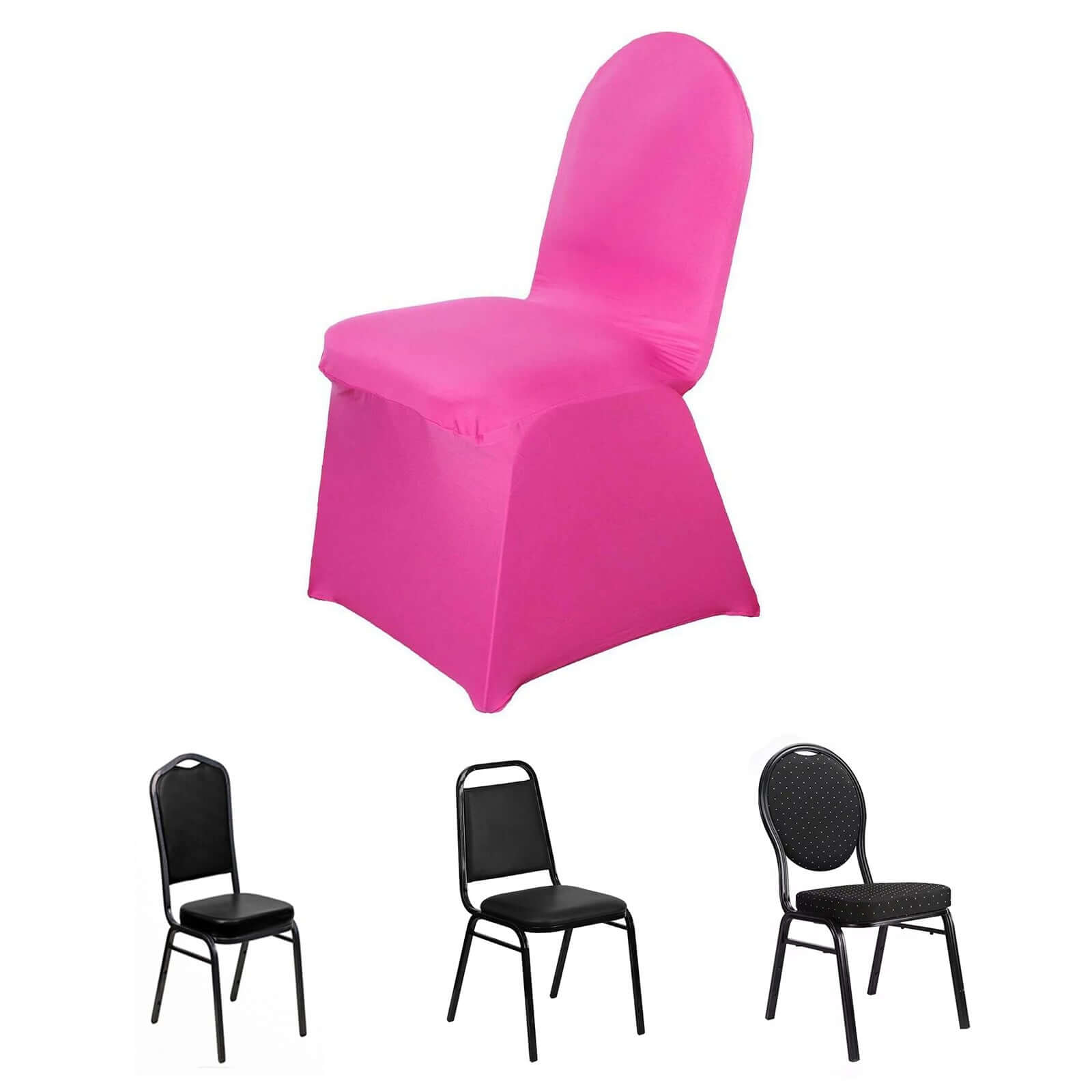 Fuchsia Spandex Slip-On Chair Cover for Banquets - 160GSM Stretch Fabric