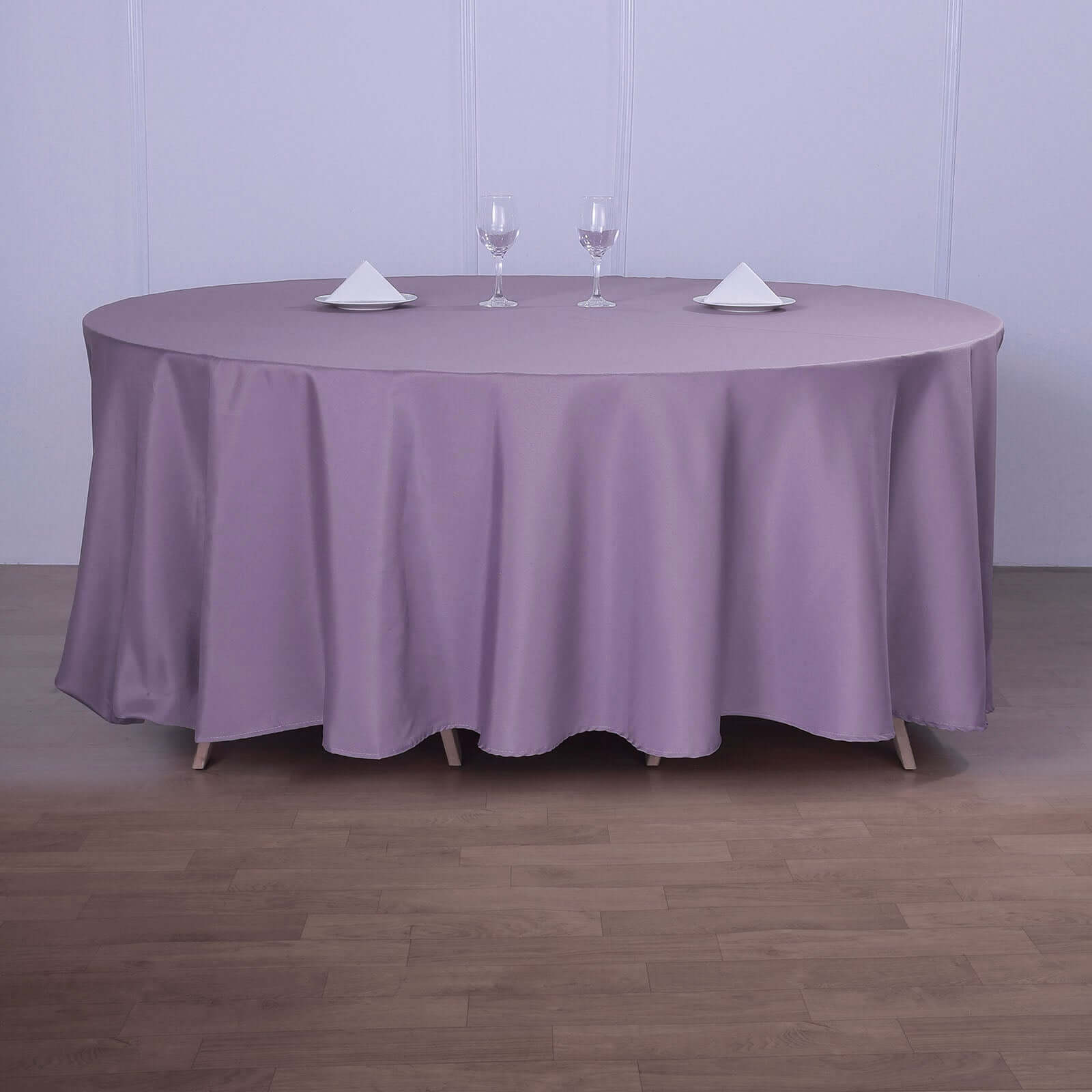 Seamless Wrinkle-Resistant Violet Amethyst 120' Polyester Round Tablecloth - Ideal for Events