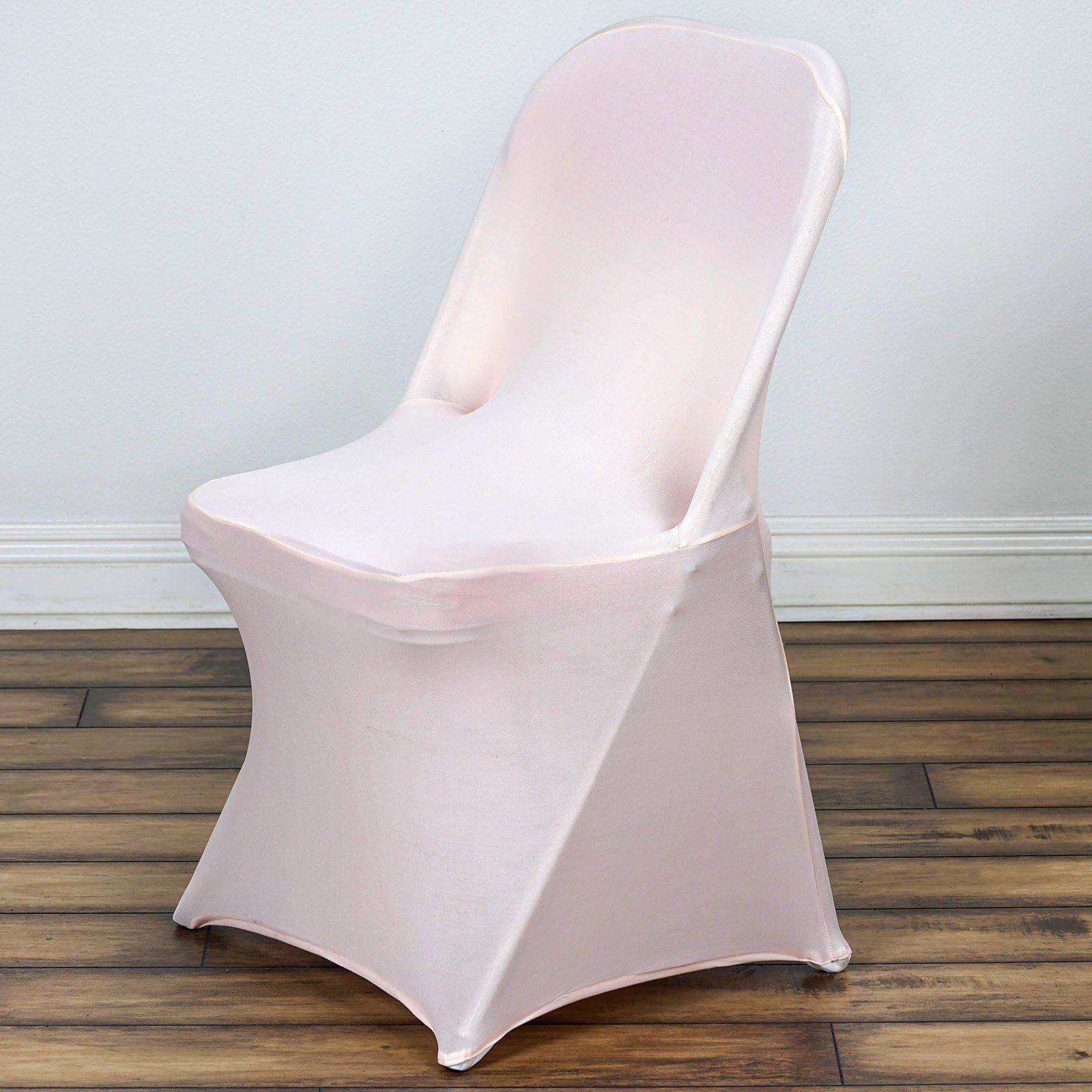 Reusable & Wrinkle-Resistant 160GSM Blush Stretch Spandex Fitted Slipcover for Folding Chairs
