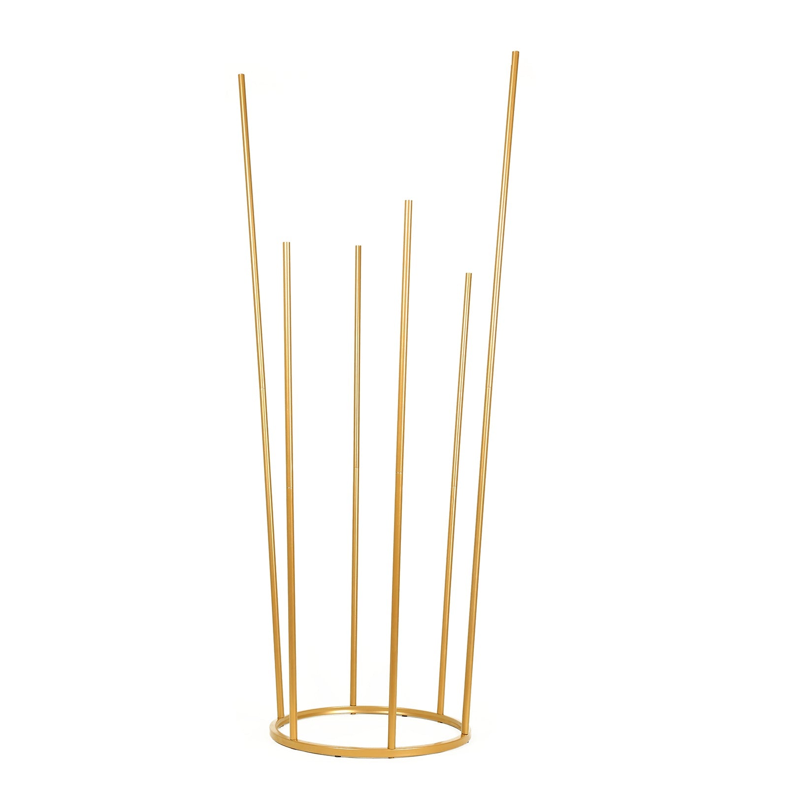 Hot! Gold Metal 6-Tubes Round Base Flower Centerpiece - 4ft Single Stem Bud Vase