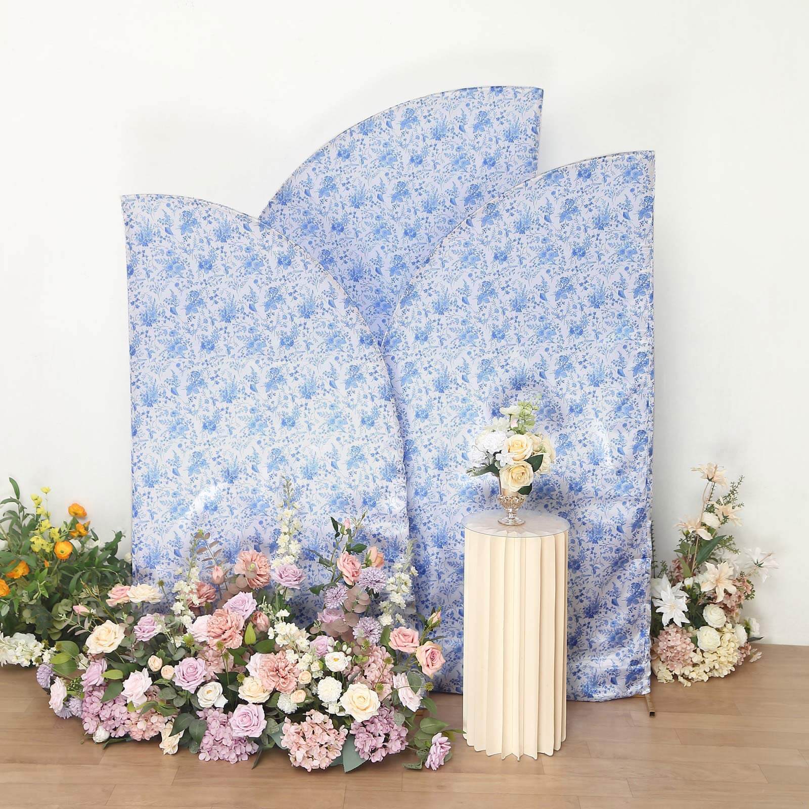 Hot Deal! Set of 3 Satin Wedding Arch Covers in French Toile Floral (5ft, 6ft, 7ft)