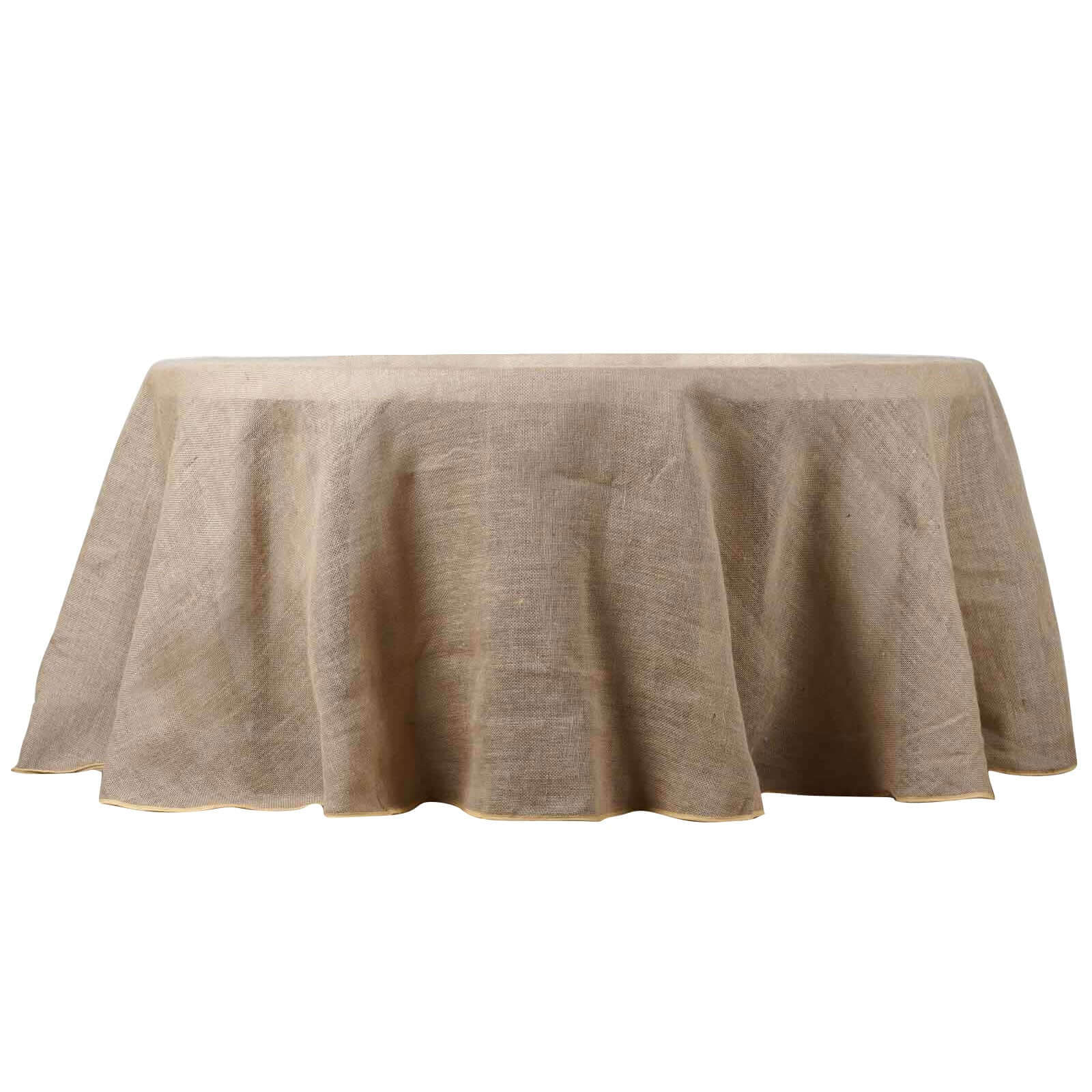 120-Inch Natural Burlap Jute Round Tablecloth for Rustic Boho Chic Decor
