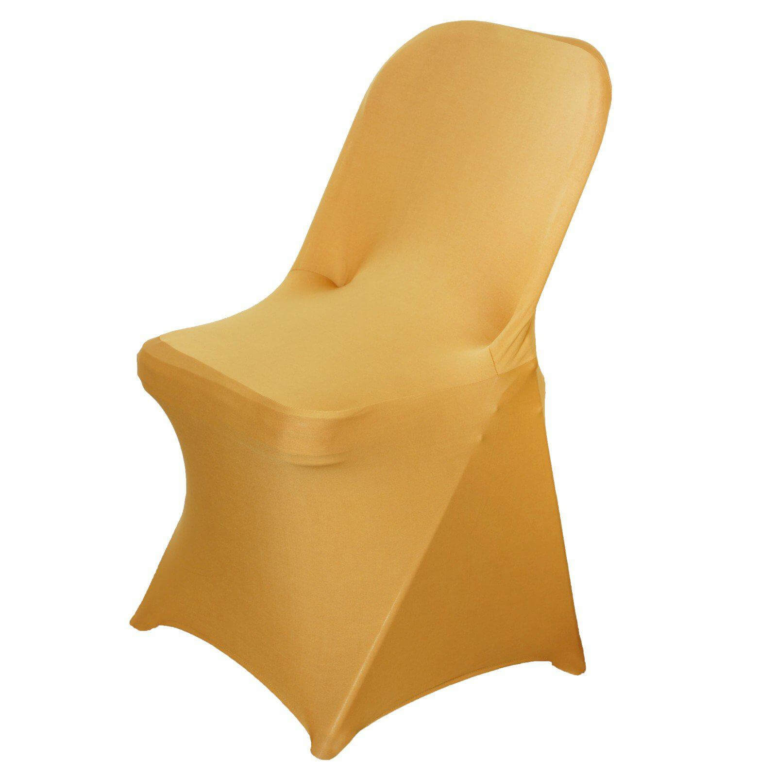 Reusable & Wrinkle-Resistant 160GSM Gold Spandex Stretch Slipcover for Folding Chairs