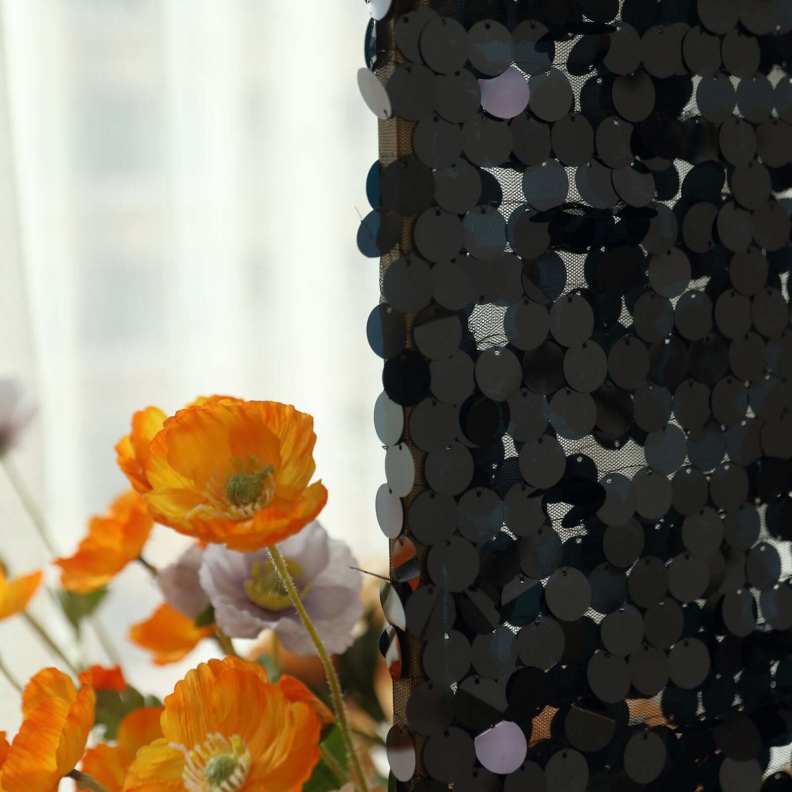 Hot Sale! 6ft Double-Sided Sparkly Black Payette Sequin Cover for Round Top Wedding Arch