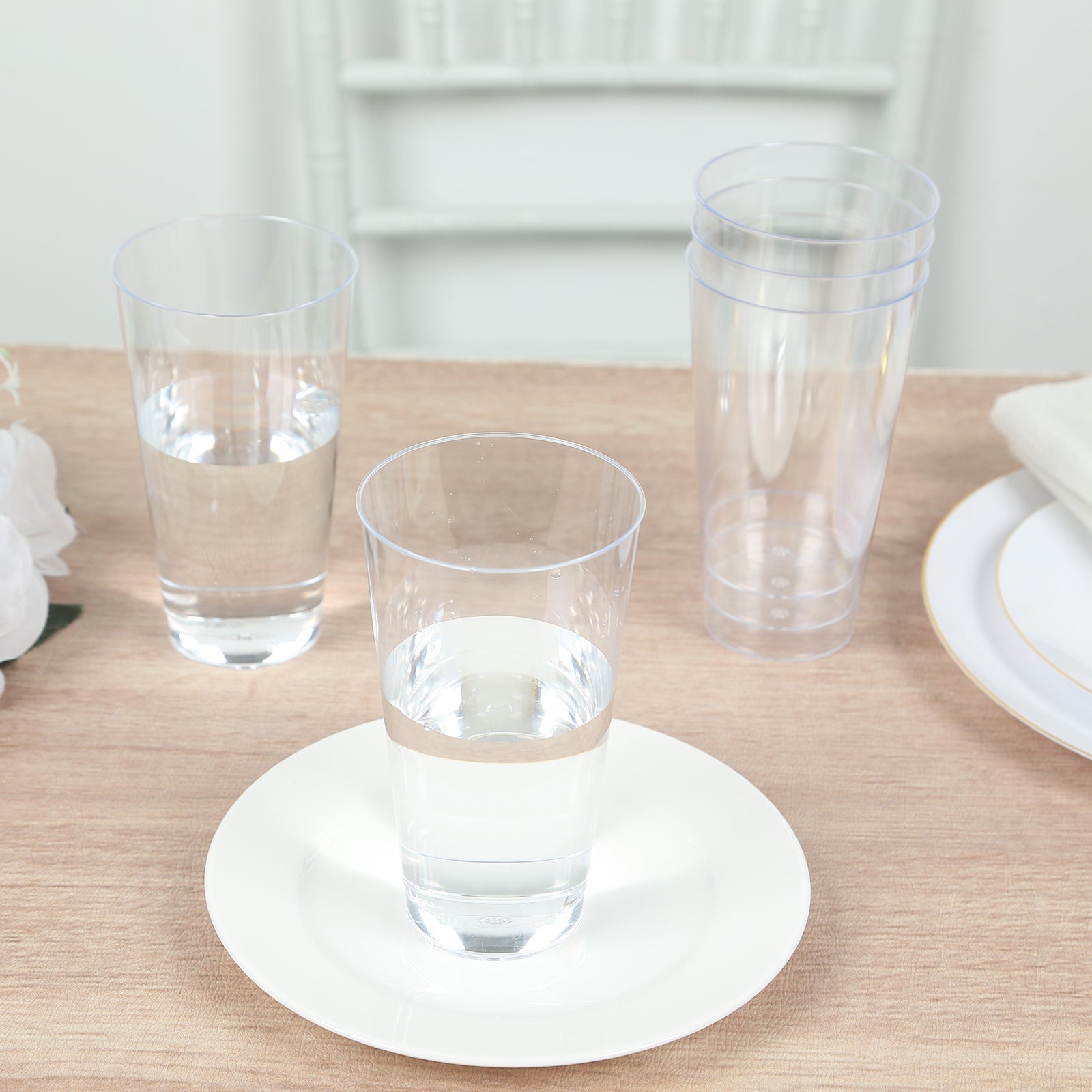 12-Pack Clear Plastic Disposable Party Cups - 17oz Durable Tumblers for Drinks