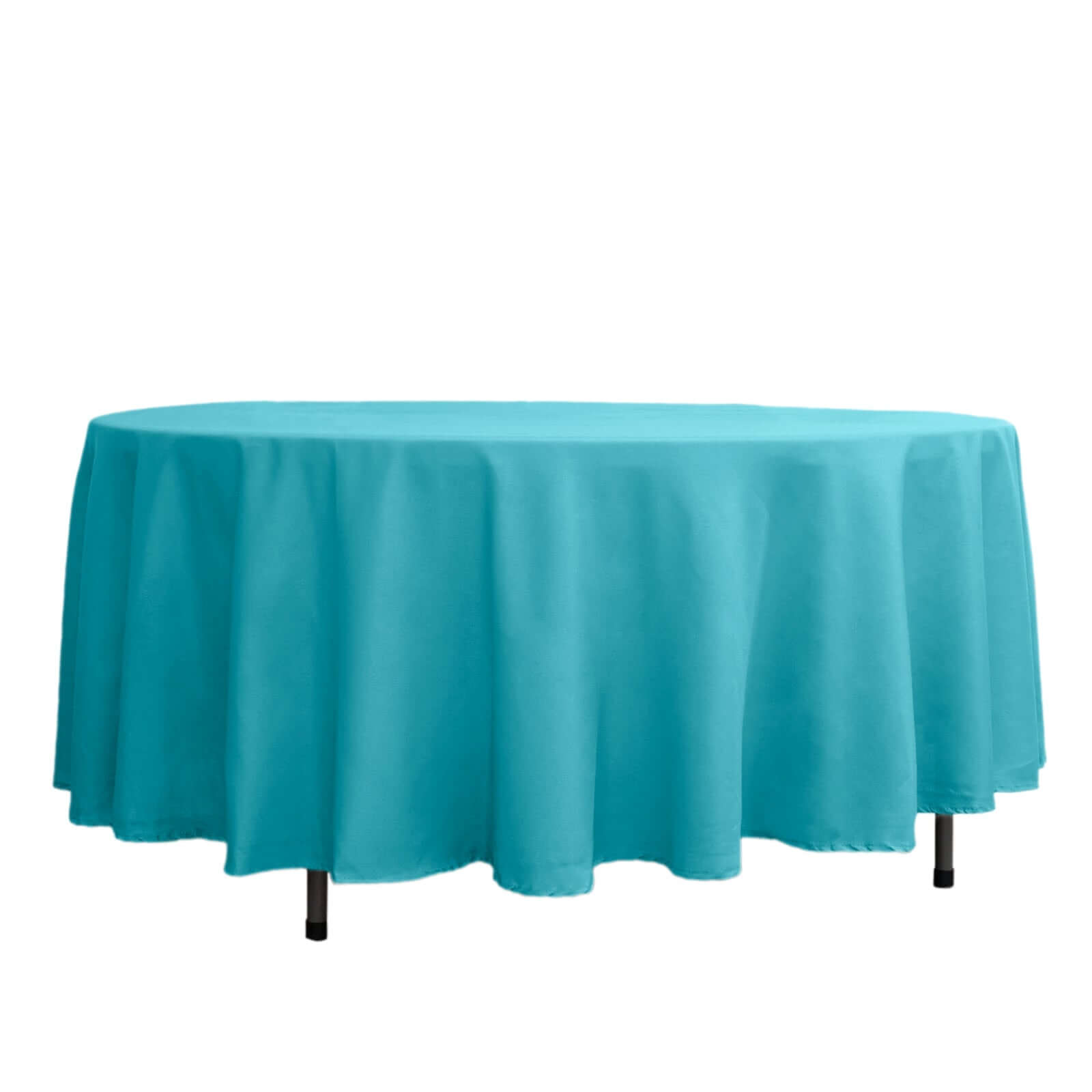 Wrinkle-Resistant Turquoise Polyester 108-Inch Round Tablecloth
