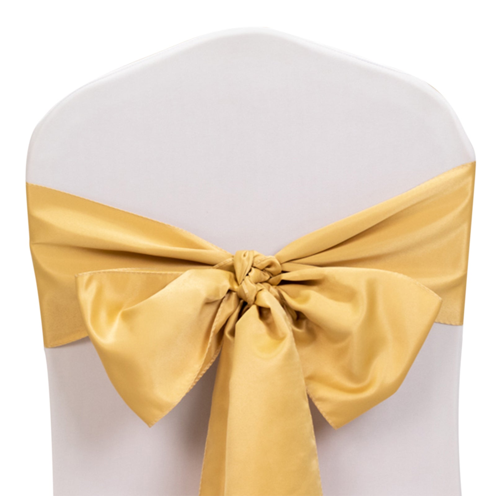 5-Pack Lamour Satin Chair Sashes in Champagne - High-Quality Reusable Decor for Events