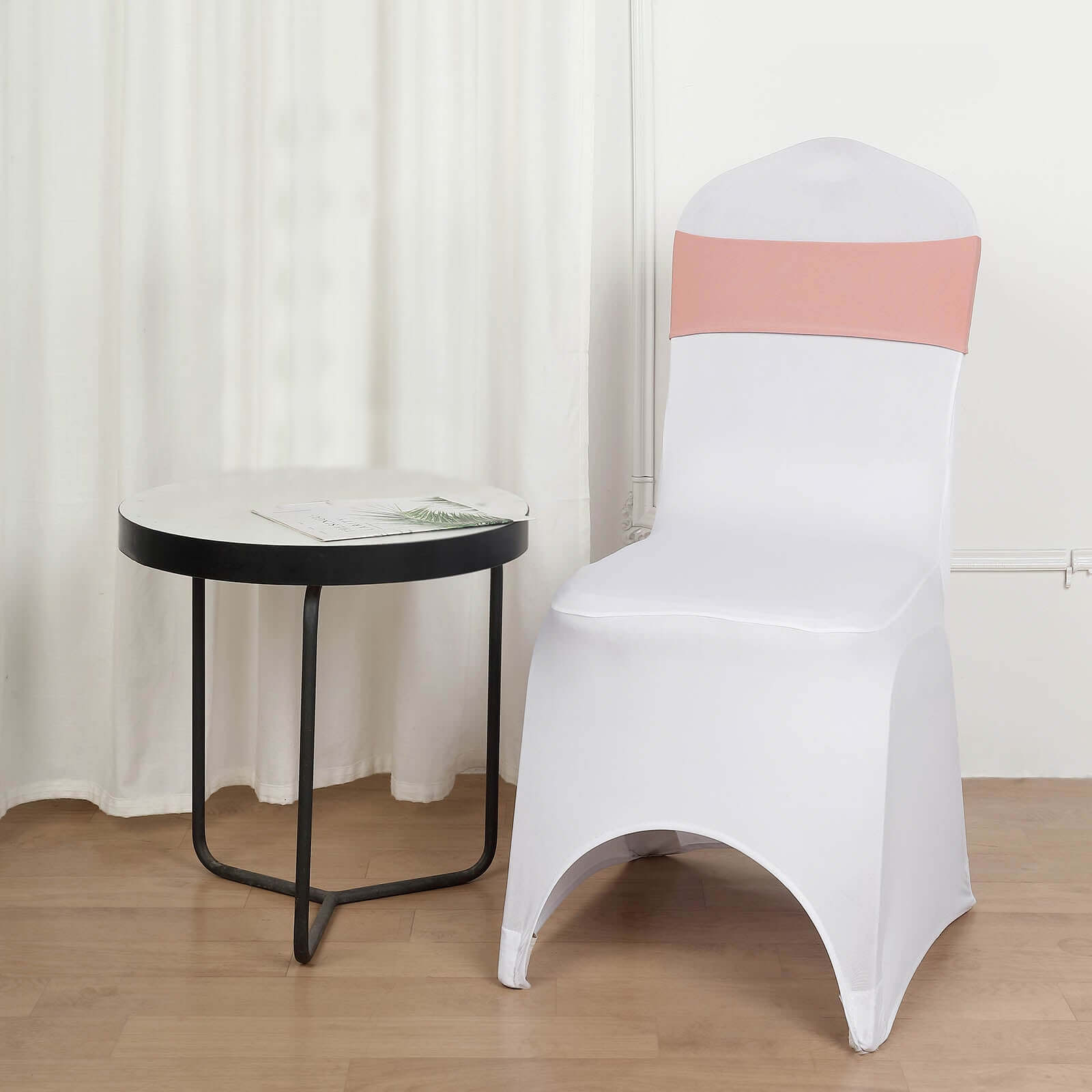 Hot Deal! 5-Piece Set of Dusty Rose Stretch Spandex Chair Sashes for Weddings and Events