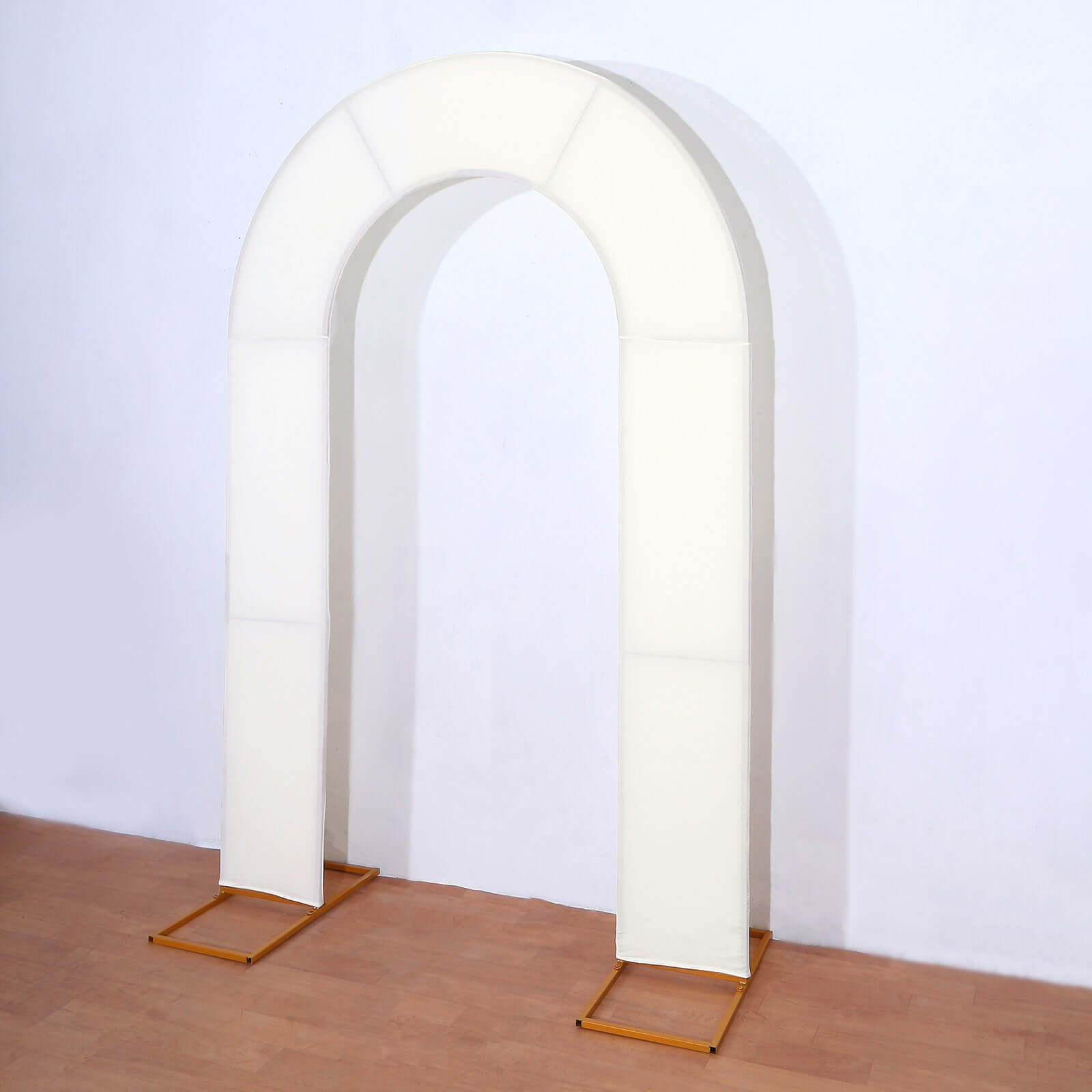 Premium 8ft Ivory Spandex U-Shaped Wedding Arch Cover - Double-Sided Slipcover