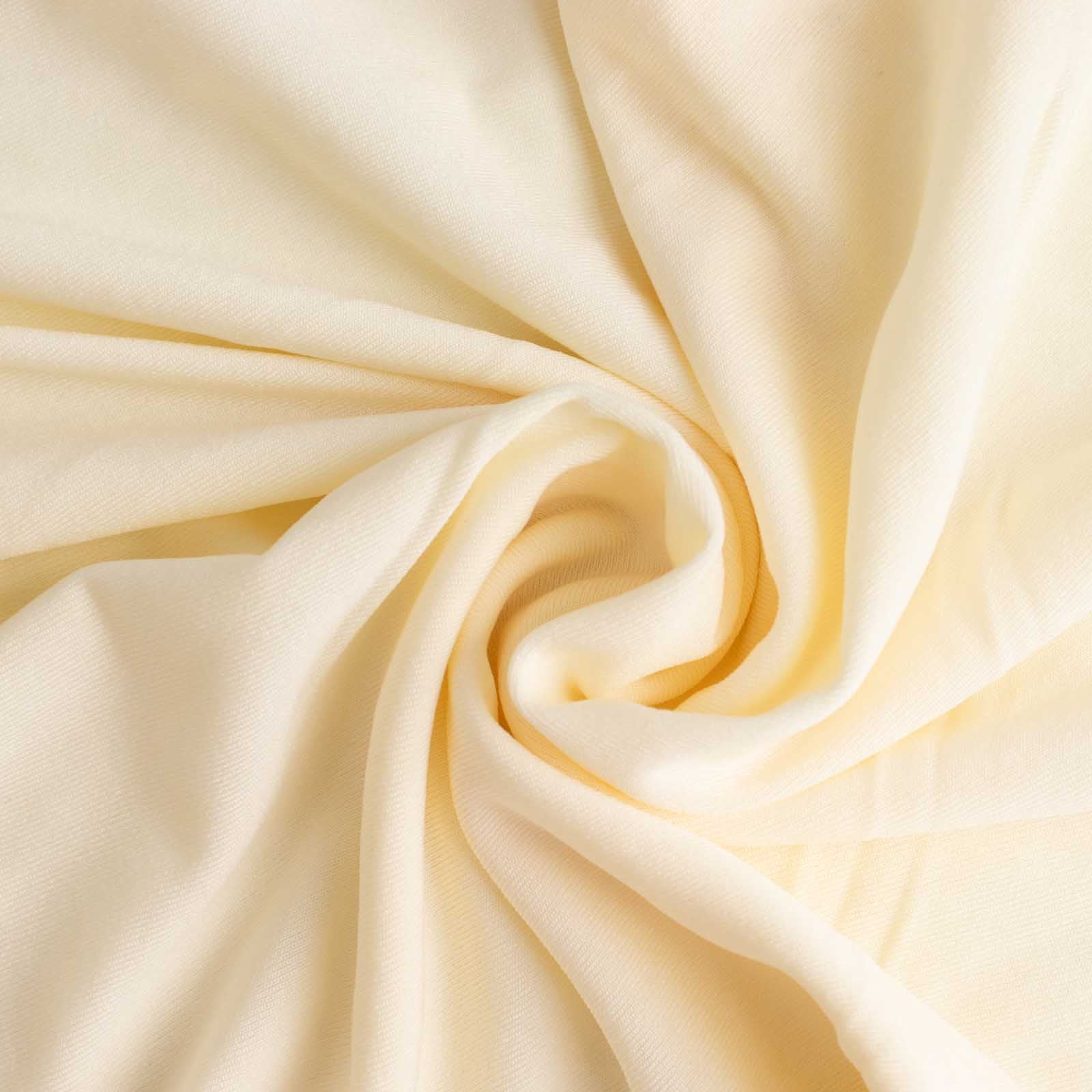Ivory Spandex Chair Cover with Ruffle Pleated Skirt - 1-Piece Stretch Slipcover for Banquet Chairs