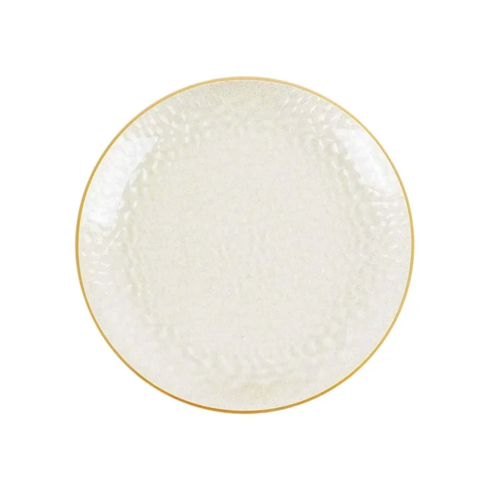 10-Pack Clear Plastic Dessert Plates with Gold Glitter Hammered Design and Rim - Disposable for Events