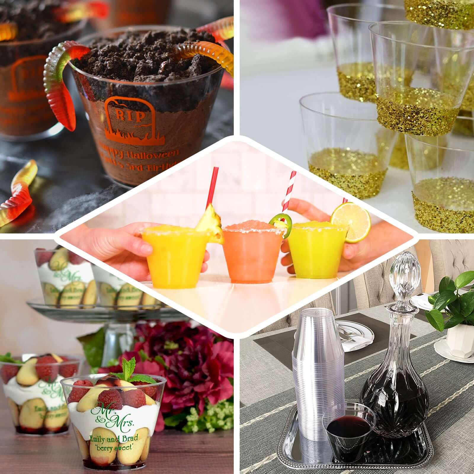 25-Piece Set of 9oz Clear Hard Plastic Disposable Party Tumblers
