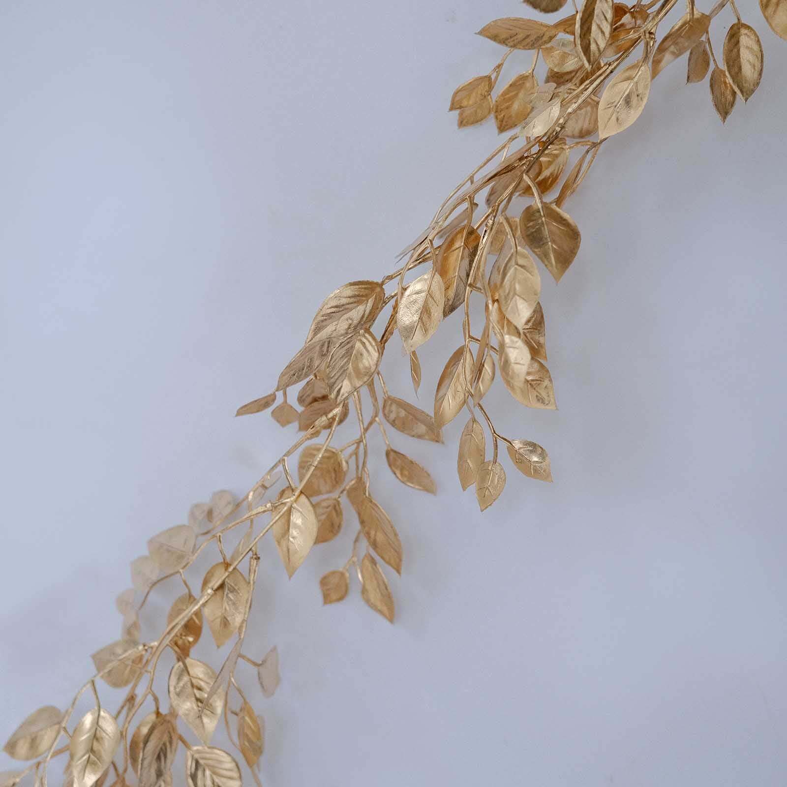6ft Metallic Gold Artificial Magnolia Leaf Table Garland - Ideal for DIY Crafts & Decor
