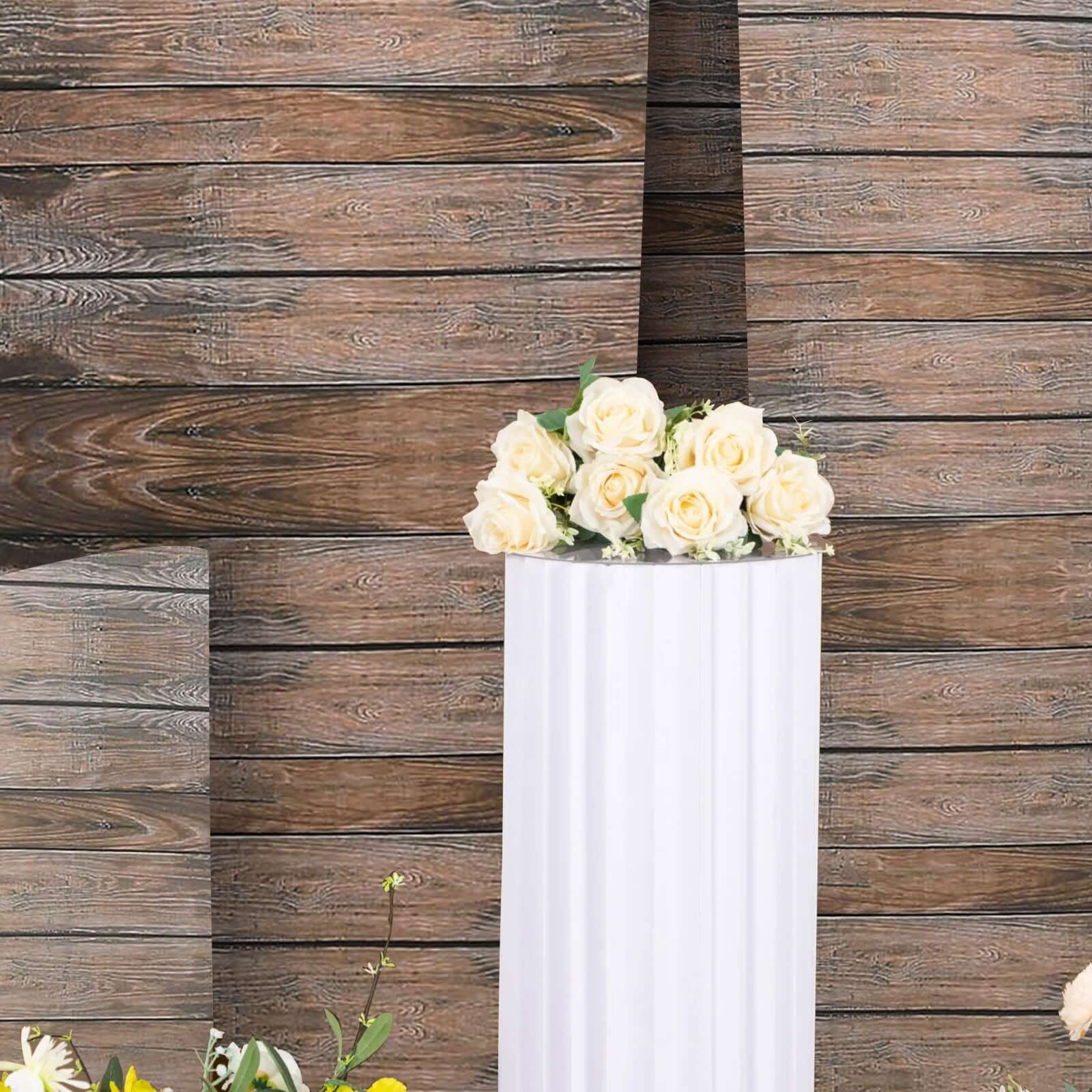 Set of 4 Brown Spandex Wedding Arch Covers with Rustic Wood Design, for Half Moon Stands