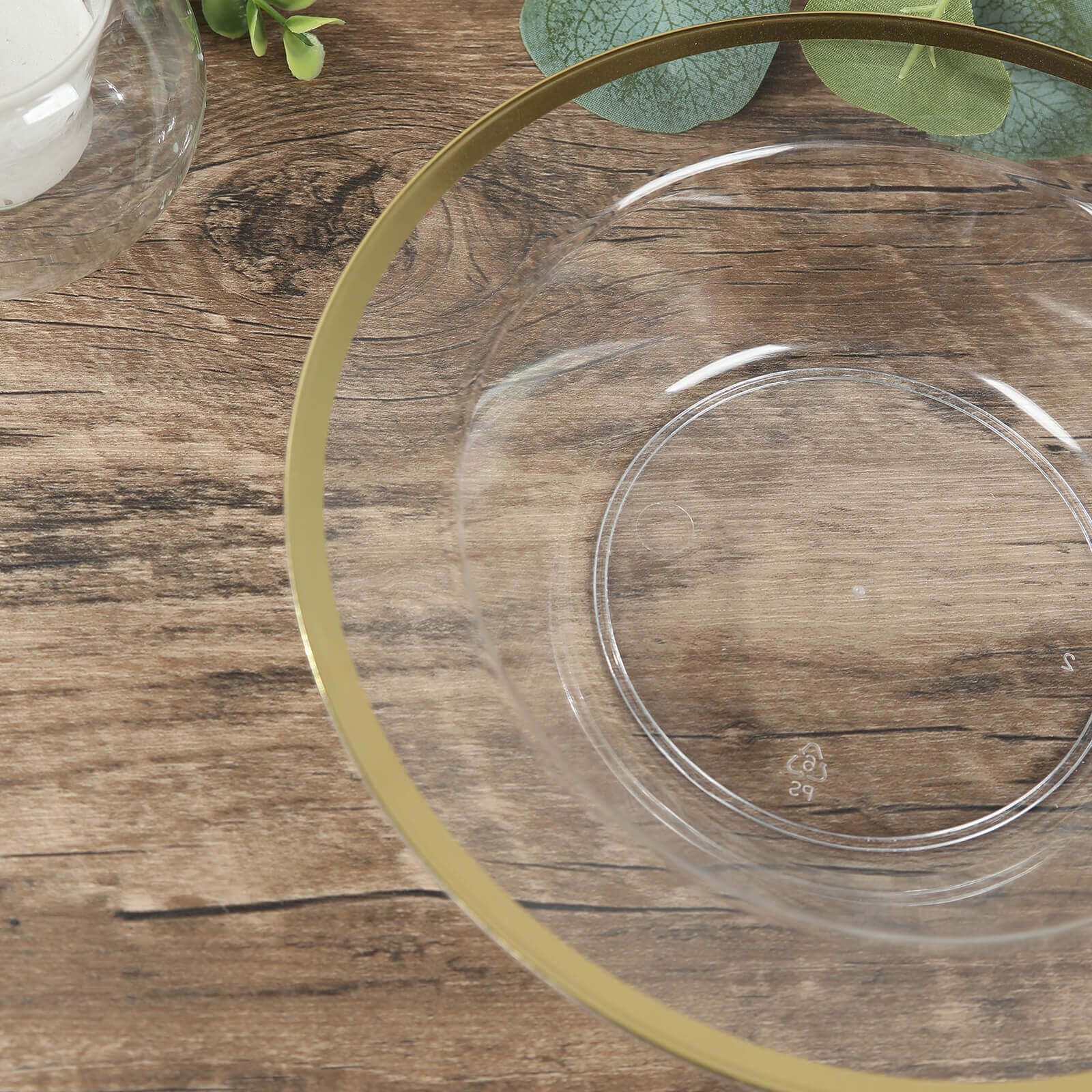 Hot Deal! 20-Pack Disposable 12oz Clear Plastic Dessert & Salad Bowls with Gold Rim