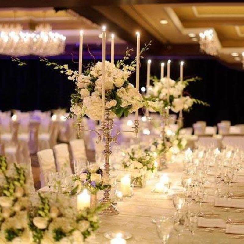 4 - Arm Gold Metal Candelabra with Flower Vase Bowl for Wedding Table Centerpiece