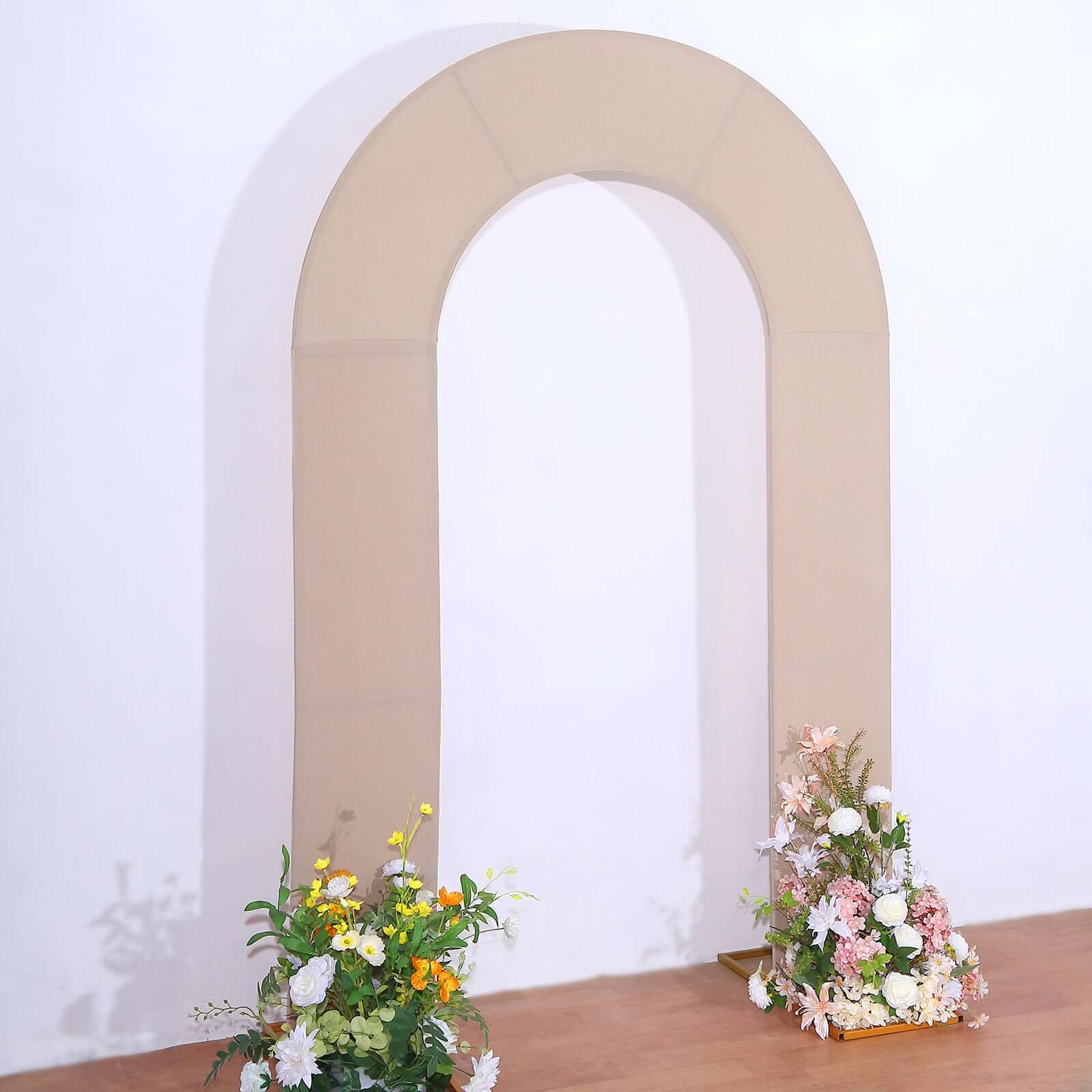Hot! 8ft Nude Spandex U-Shaped Wedding Arch Cover, Double-Sided Slipcover
