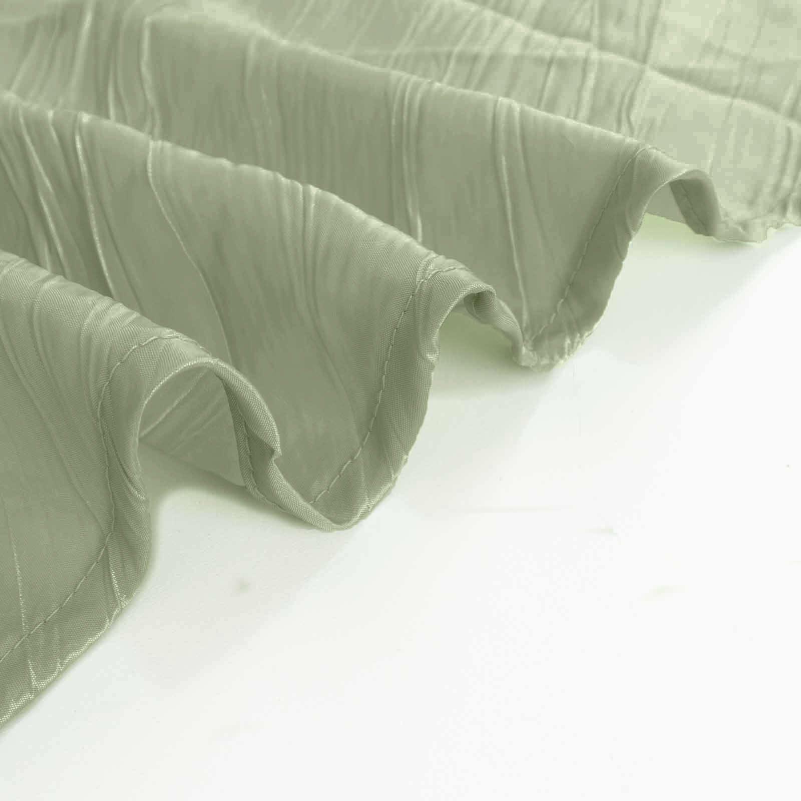 Hot Deal! Seamless Accordion Crinkle Sage Green Taffeta 132 Round Tablecloth for Events