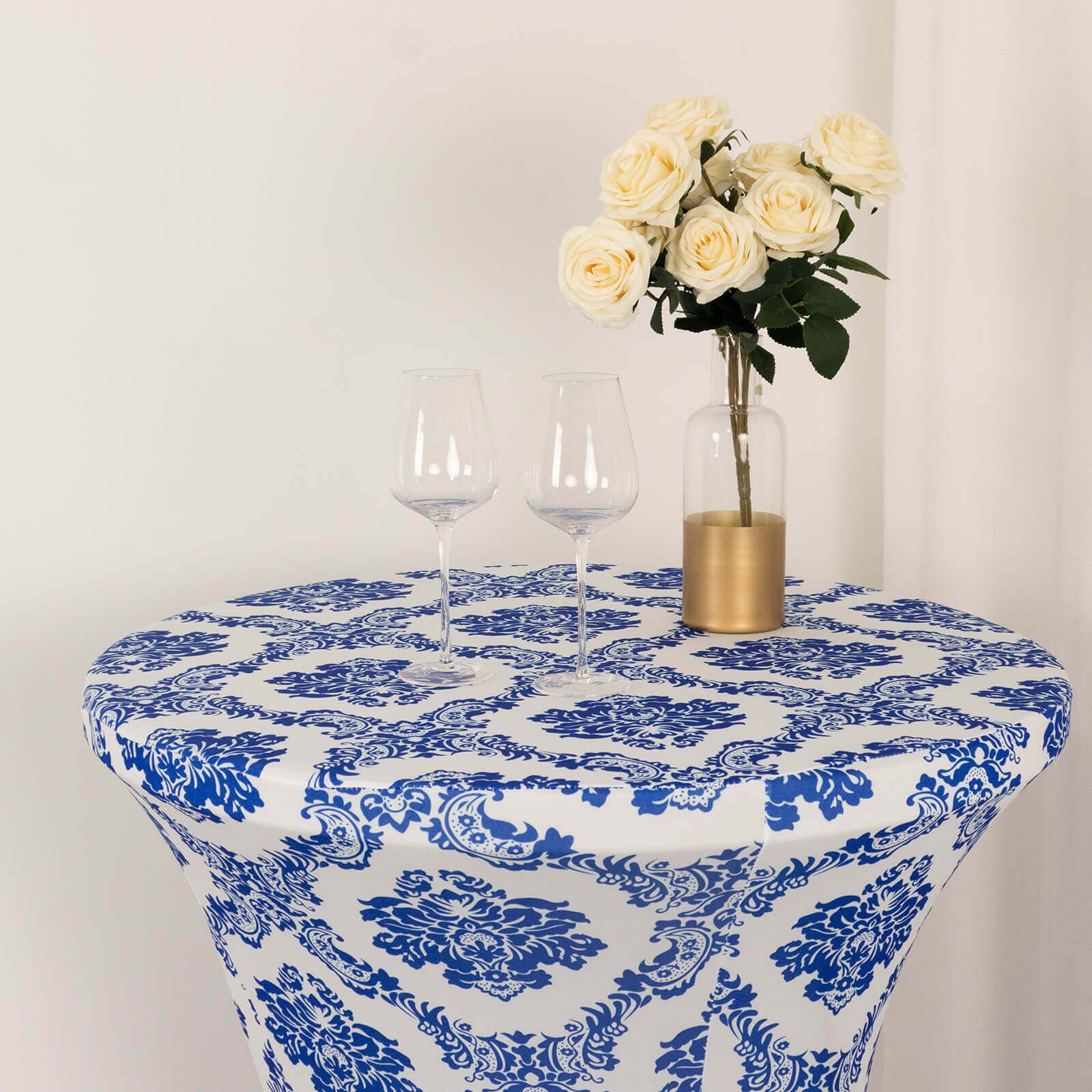 Royal Blue Spandex Stretch Fitted Cocktail Table Cover for 24'-32' Dia. Tables - Easy Maintenance