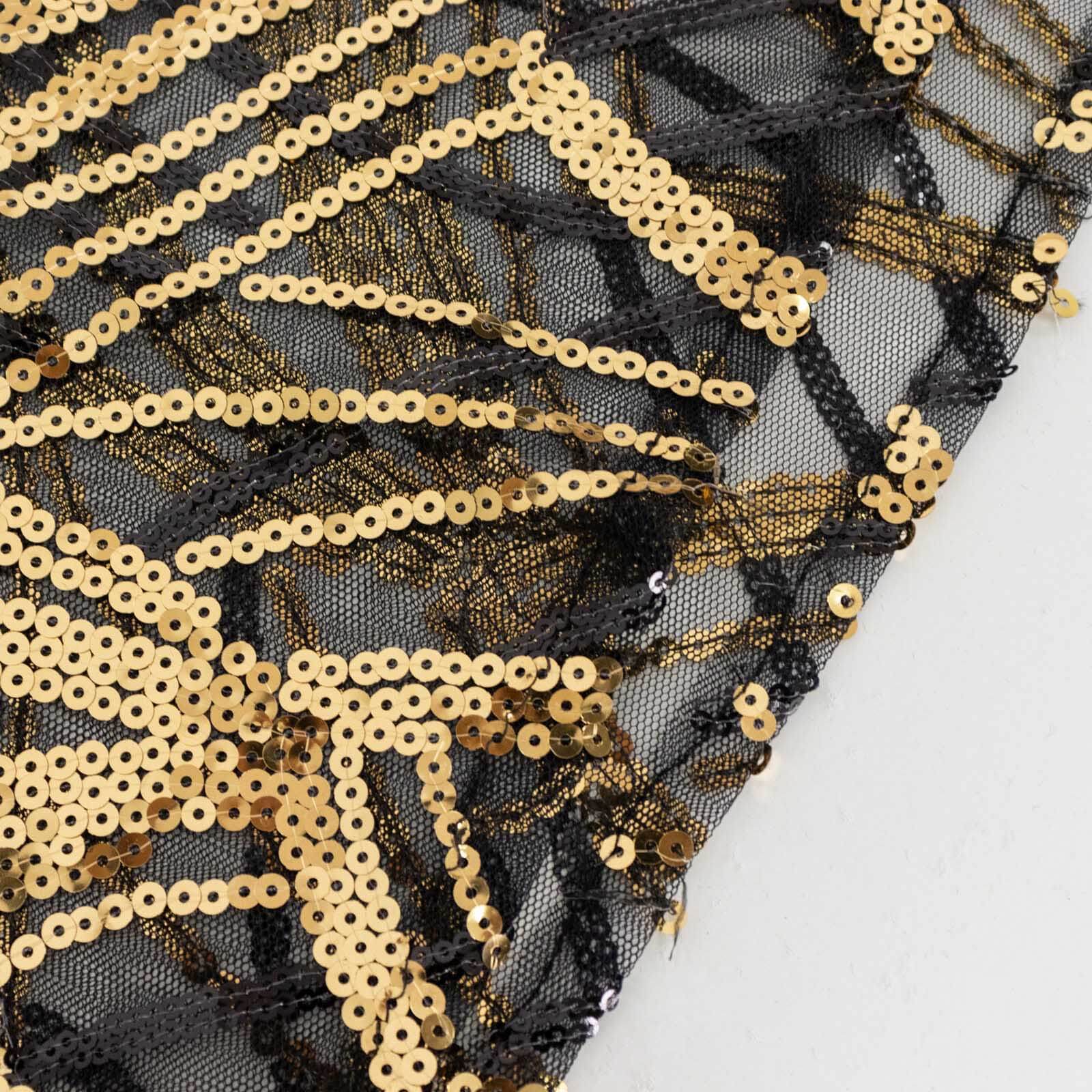 Hot! Set of 5 Embroidered Sequin Black Wave Mesh Cylinder Pedestal Stand Covers