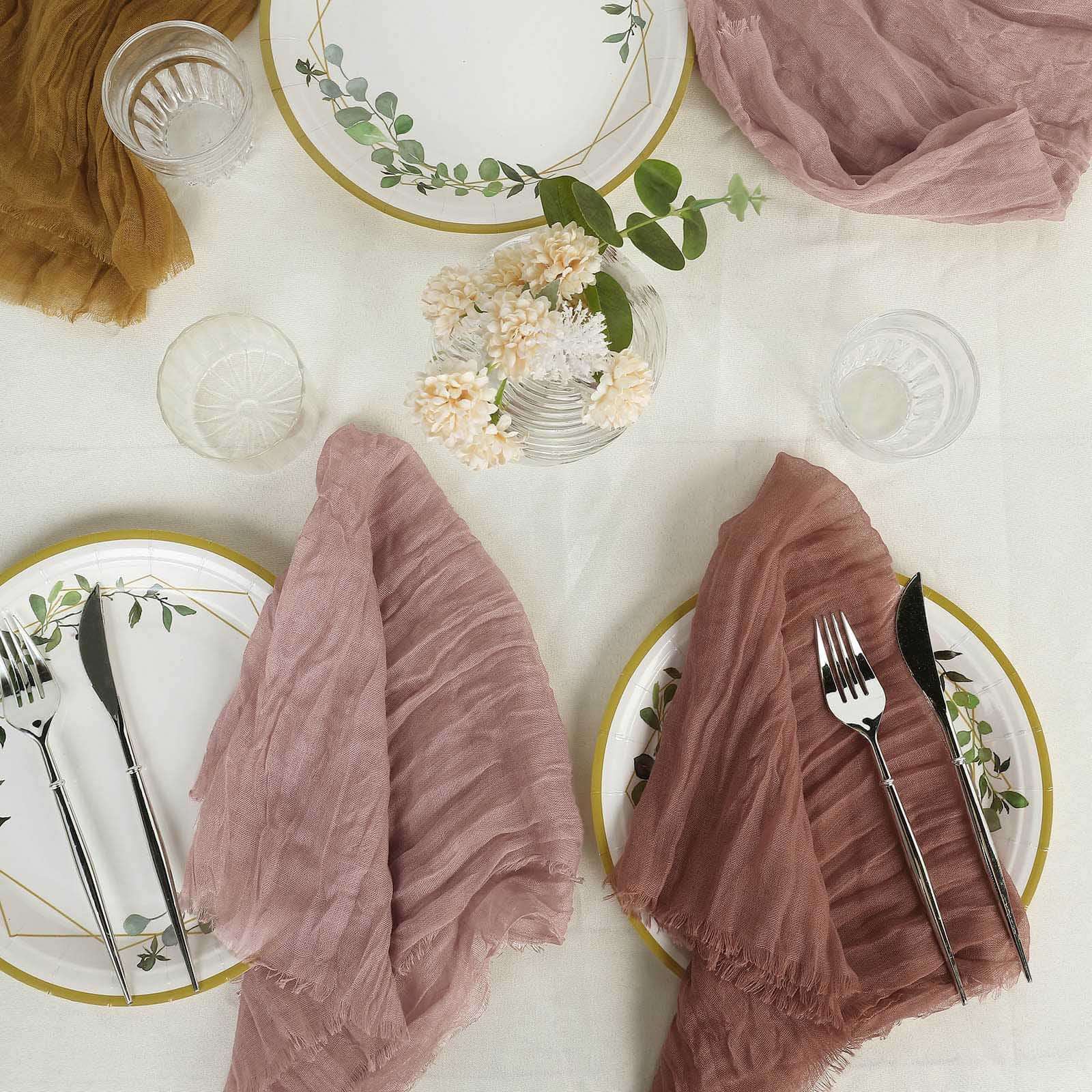 5-Pack Reusable Dusty Rose Gauze Cheesecloth Dinner Napkins - Great Deal!