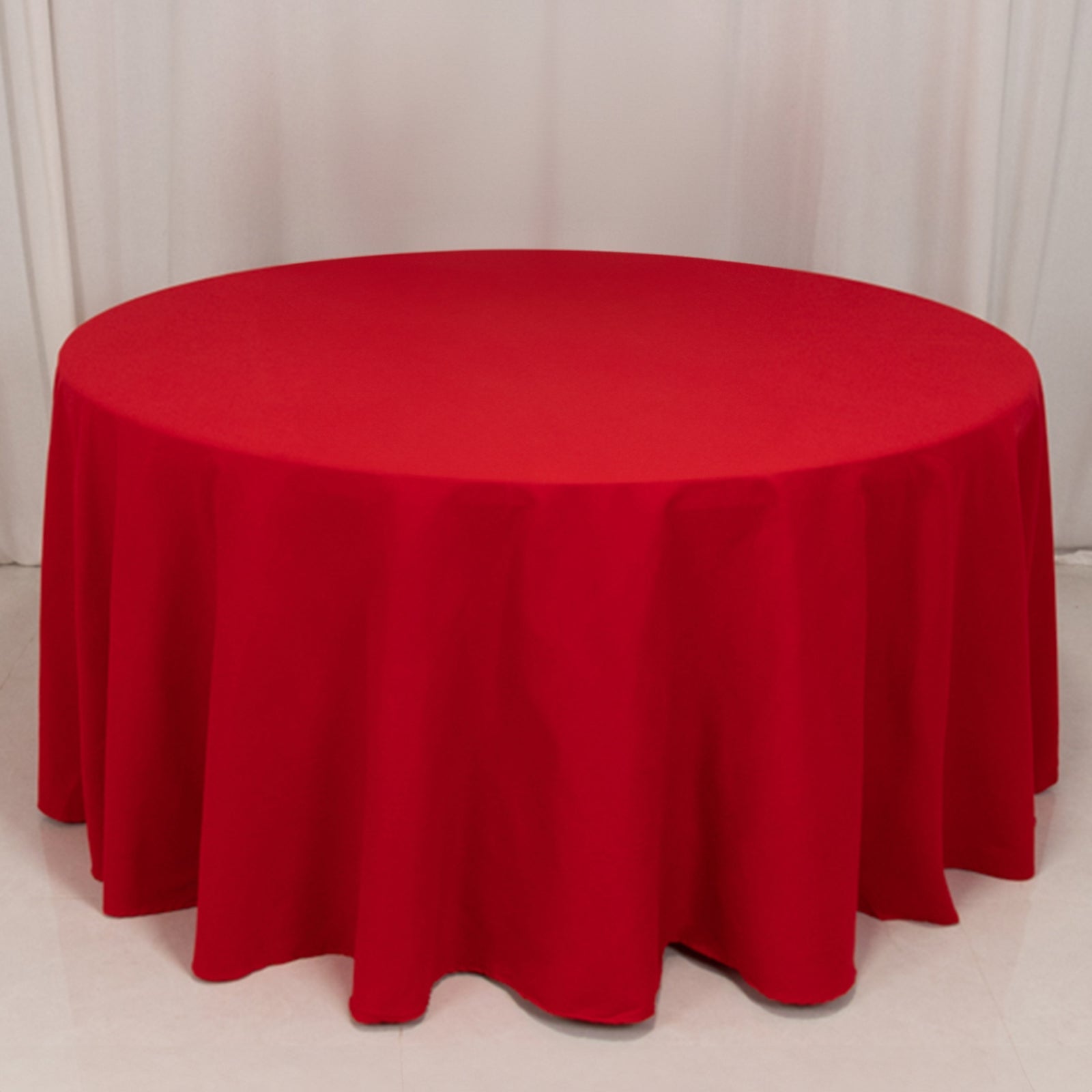 Hot Sale! 120-Inch Seamless Red Cotton Blend Round Tablecloth - Wrinkle-Resistant Table Cover