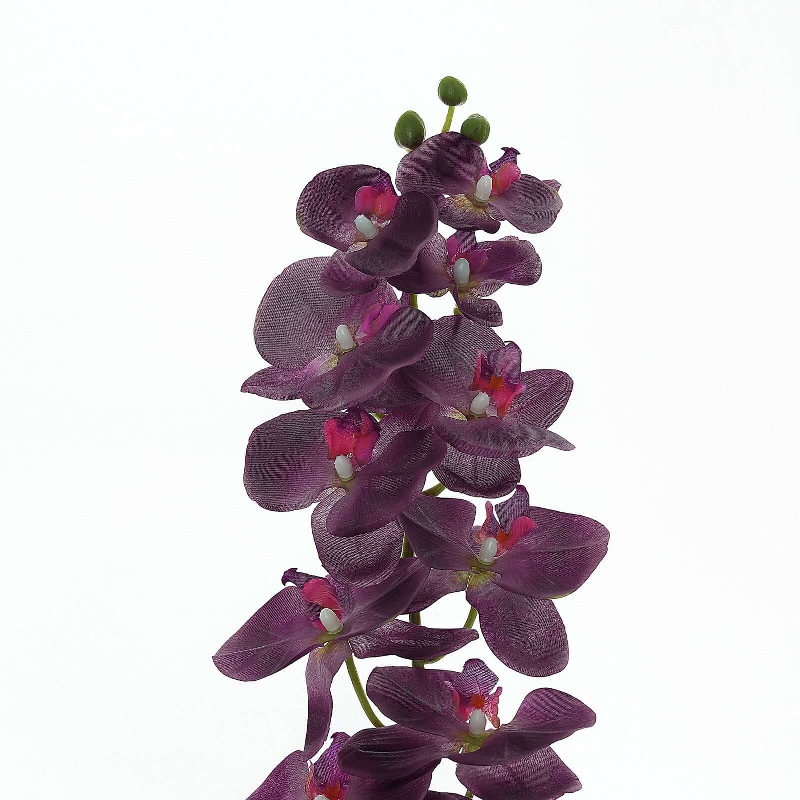 Hot Sale! 2 Stems 40-Inch Tall Eggplant-Colored Artificial Silk Orchid Flower Bouquets for Decor