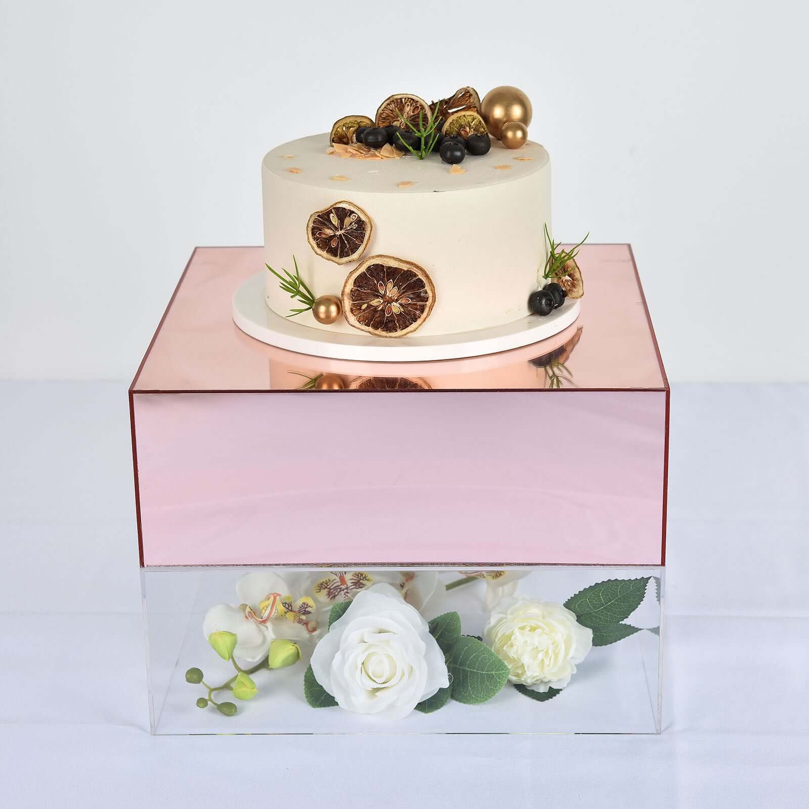 Hot Sale! 14x14 Acrylic Rose Gold Cake Box Stand for Dessert & Event Display
