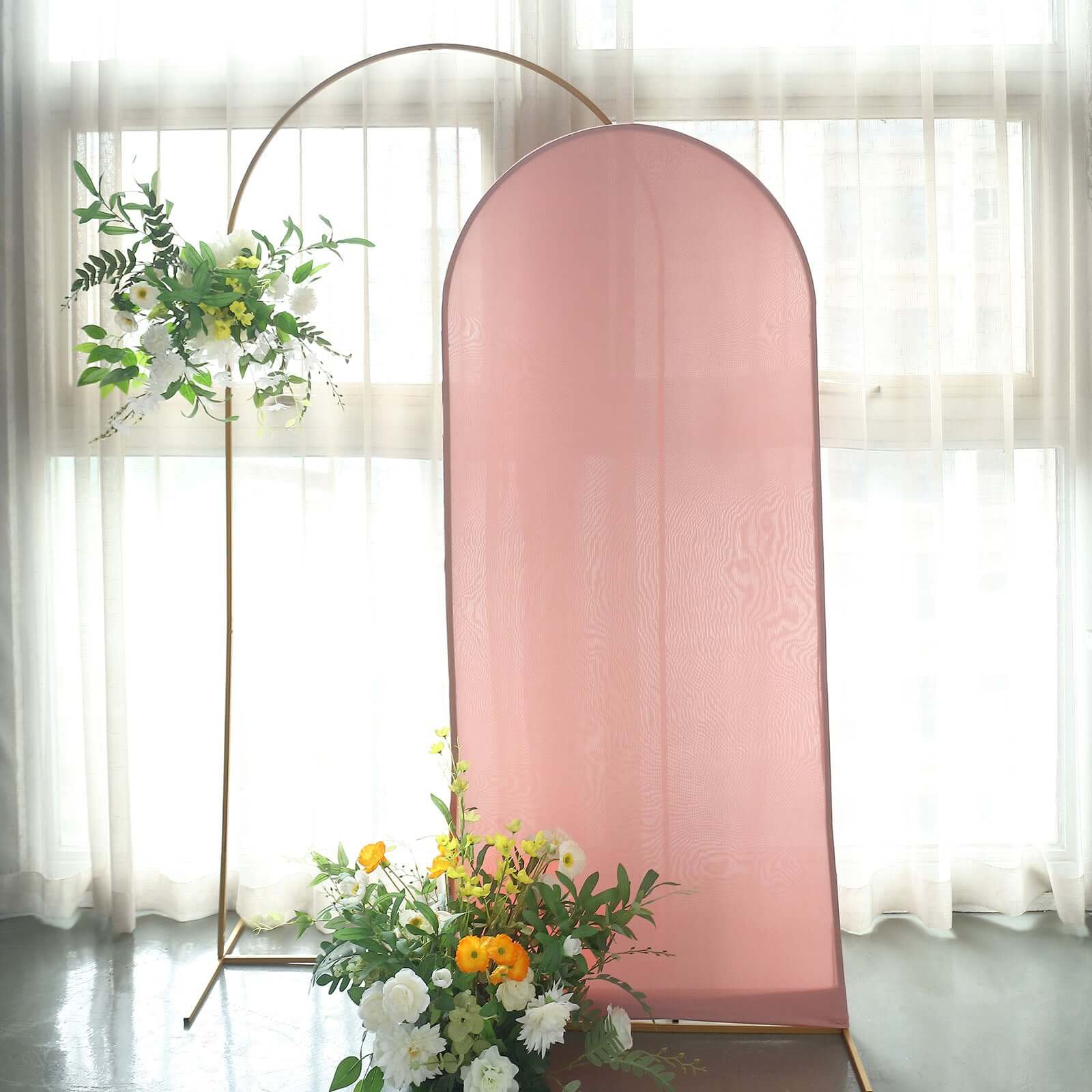 Hot Sale! 6ft Double - sided Dusty Rose Spandex Wedding Arch Backdrop Stand Cover