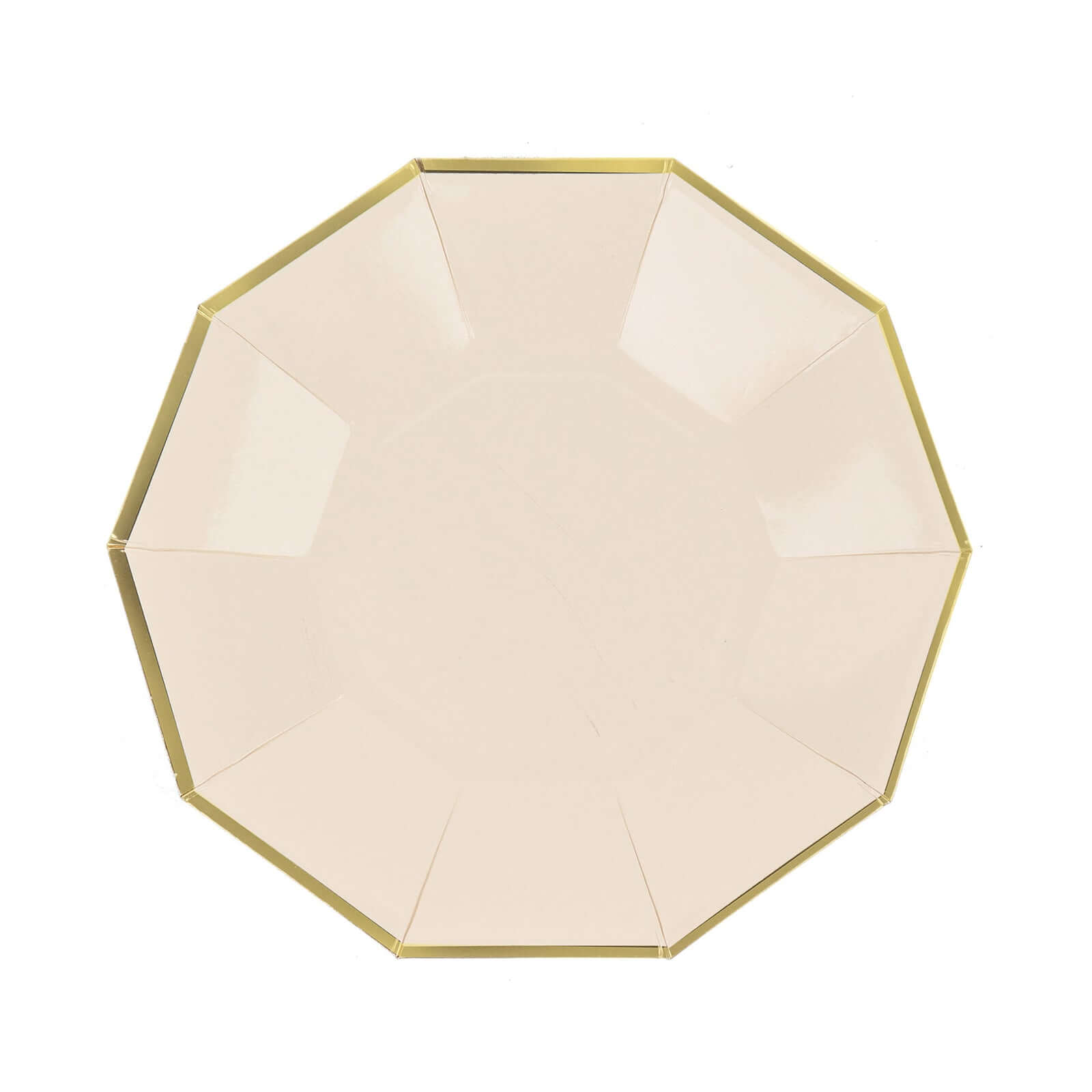 Get 25-Pack of 7-Inch Beige Paper Appetizer Plates with Stylish Gold Foil Rim