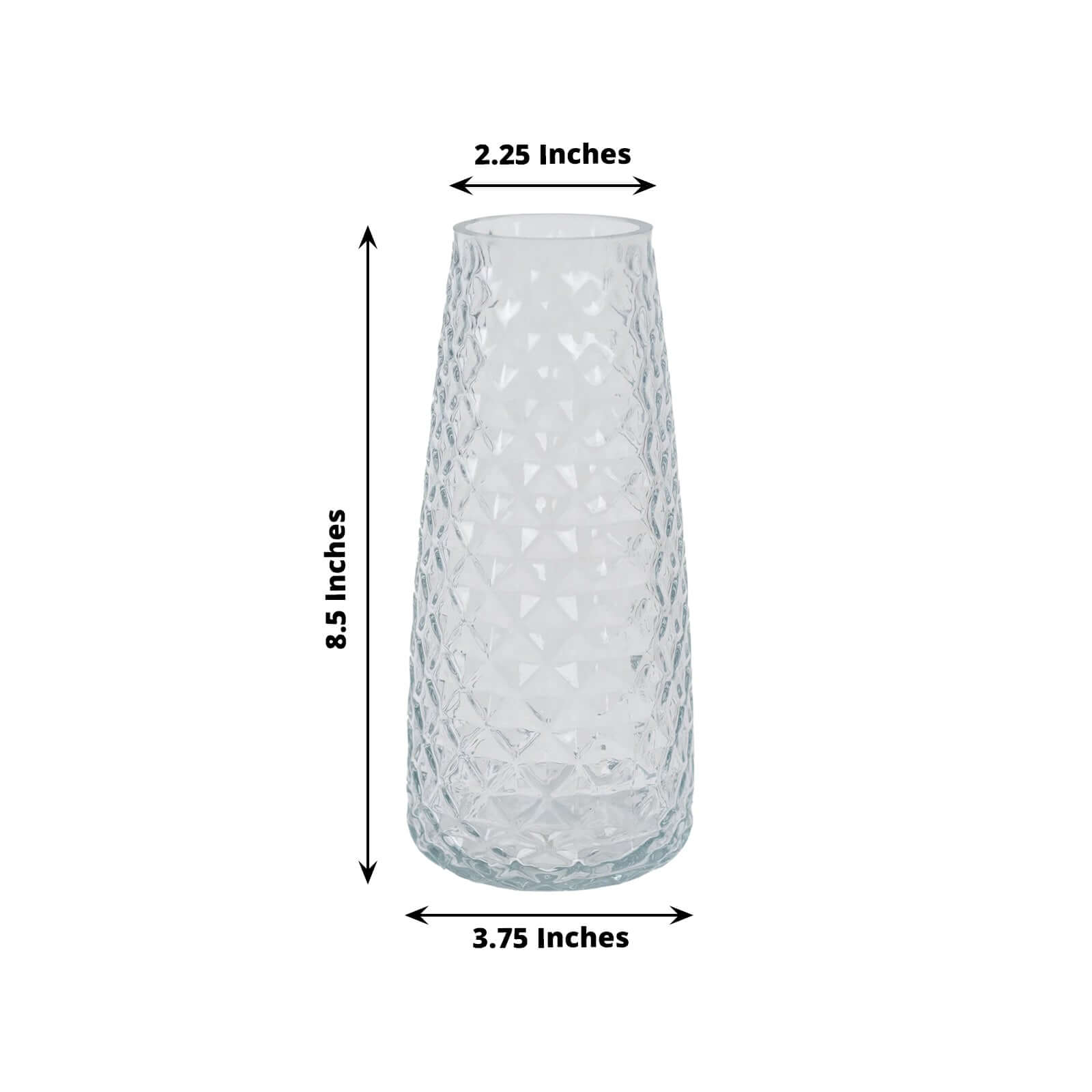 6-Pack Clear Glass Urn Vases with Diamond Cut Pattern - Ideal for Event Decor, 8.5 Inches
