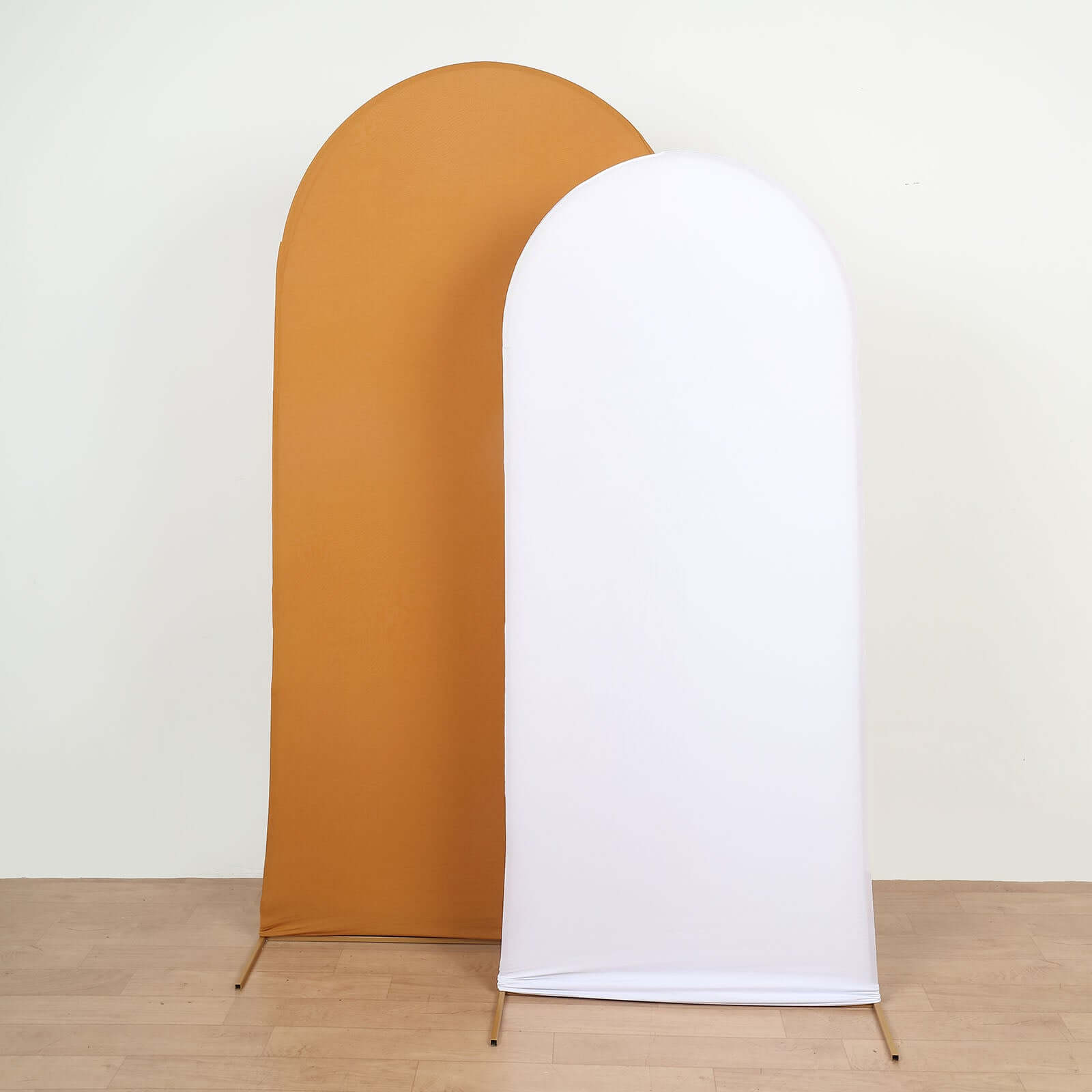Exclusive 6ft Matte Gold Spandex Fitted Cover for Round Top Wedding Arch - Ideal Decor!