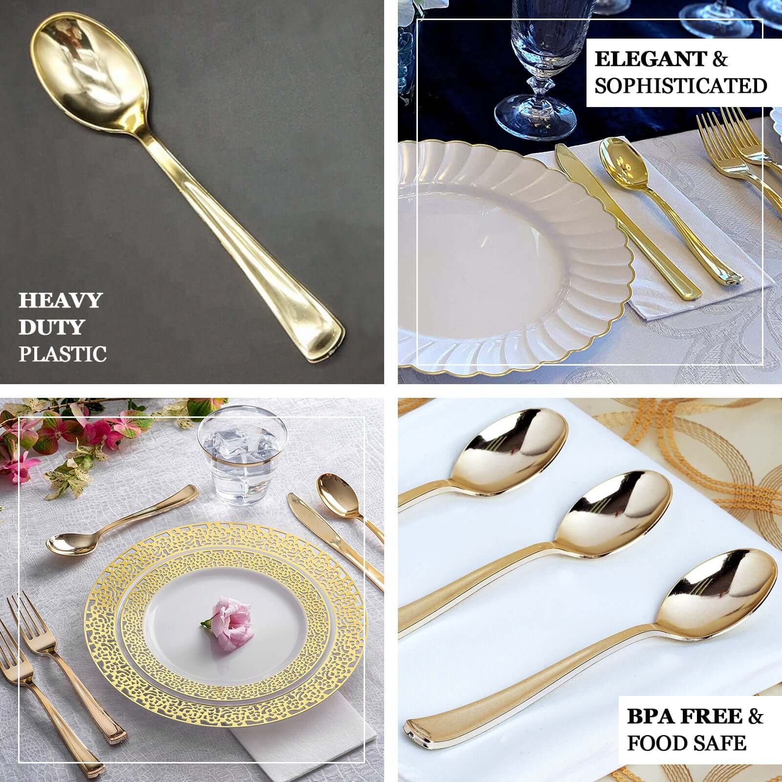 Premium 25-Pack Metallic Gold 7-Inch Plastic Spoons - Heavy Duty Disposable Cutlery for Special Occasions