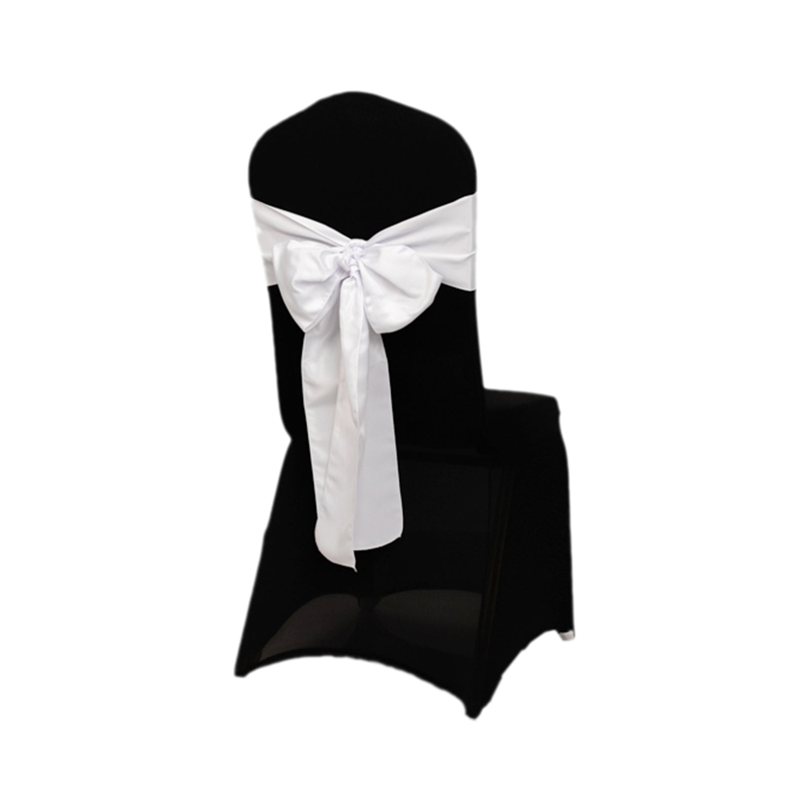 5-Pack White Lamour Satin Chair Sashes (6x106) - Stylish Reusable Decor for Weddings & Gatherings