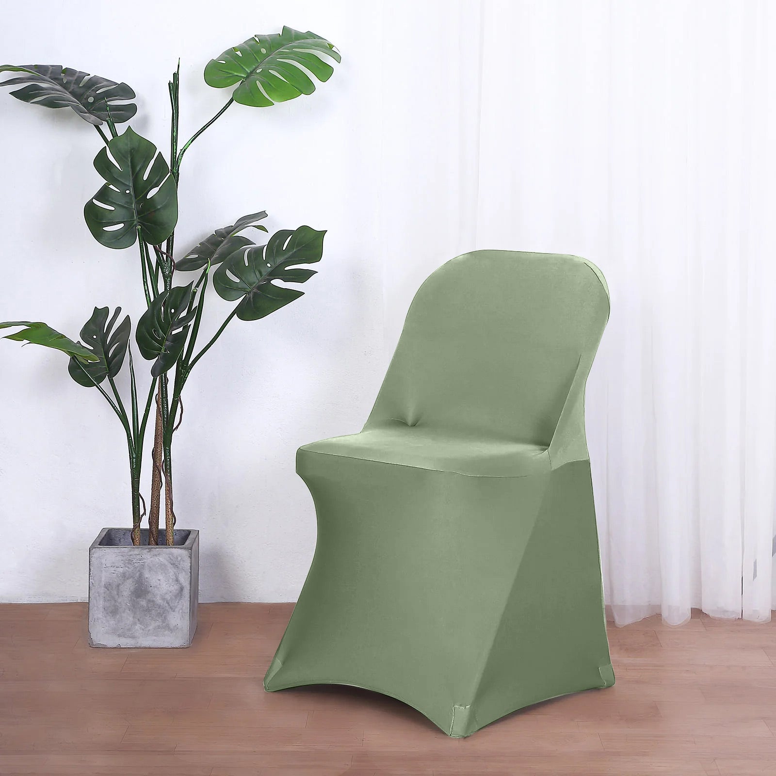 10-Pack Durable Dusty Sage Green Spandex Chair Covers for Folding Chairs - 160GSM Fitted Slipcovers