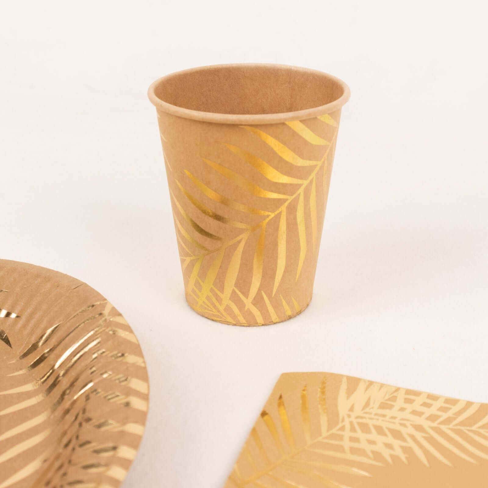 Hot Deal! 72-Piece Disposable Paper Dinnerware Set with Gold Foil Palm Leaves Print
